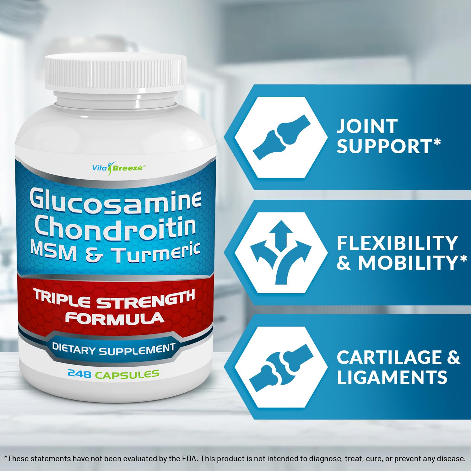 VitaBreeze Glucosamine Chondroitin MSM Turmeric Supplement

