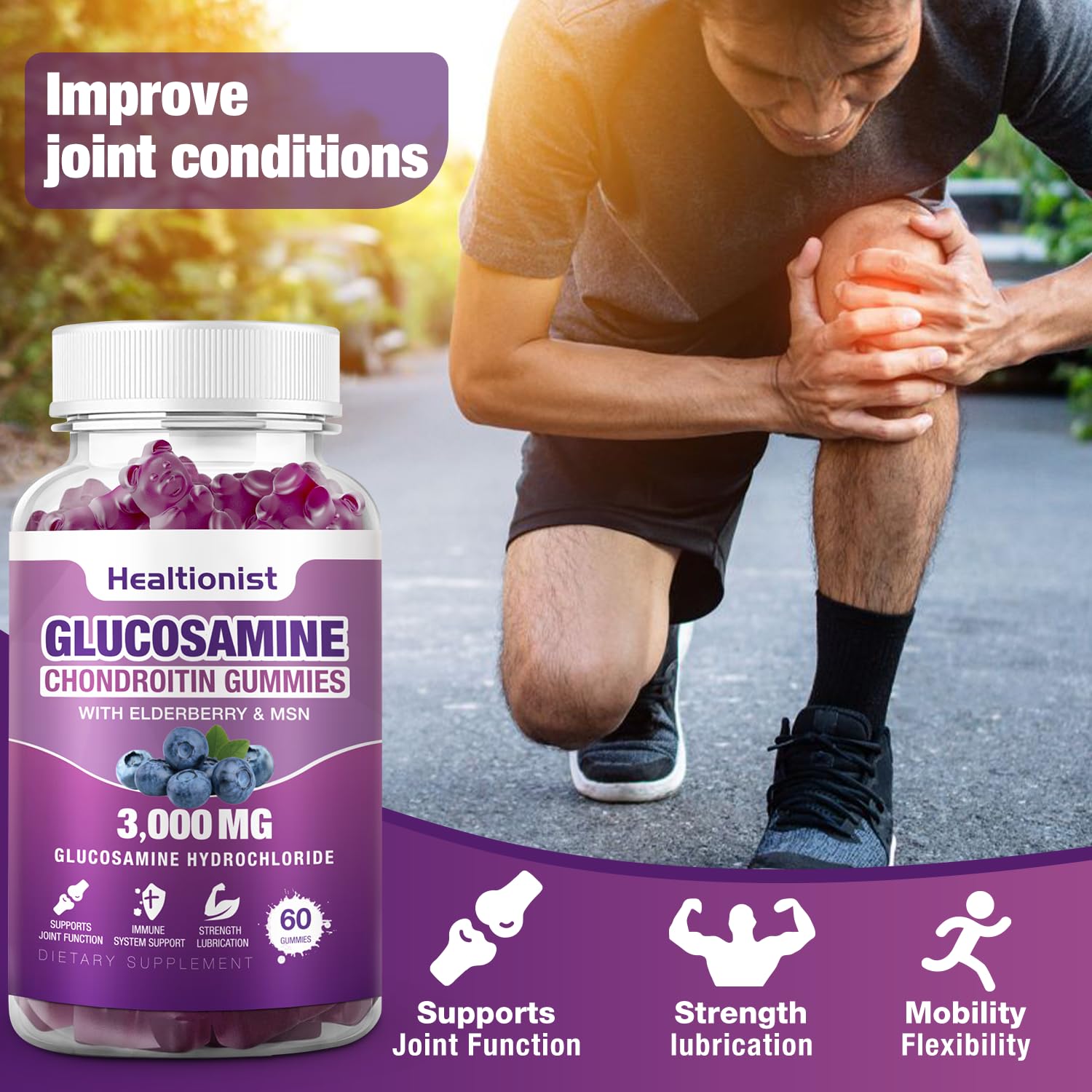 Healtionist Glucosamine Chondroitin Gummies Joint Support

