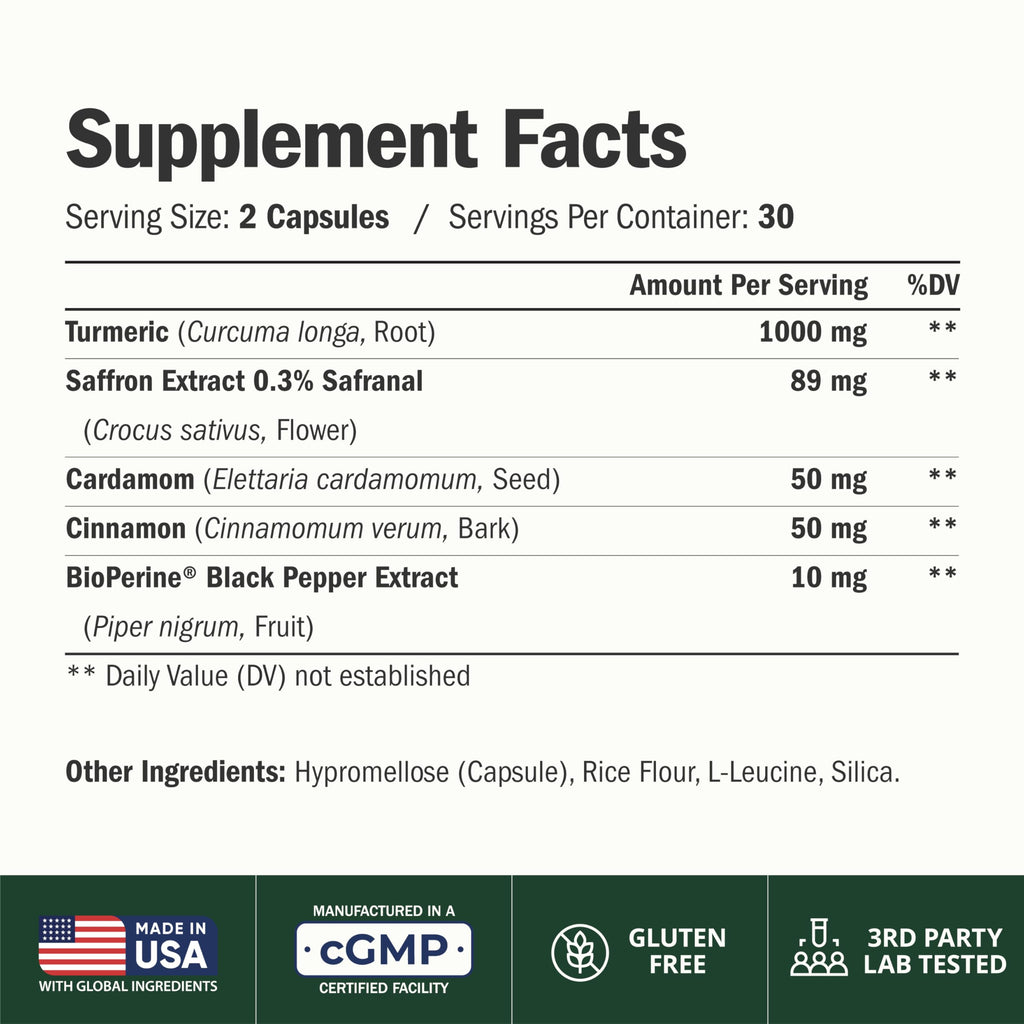 Saffron Turmeric Mood and Joint Support Supplement

