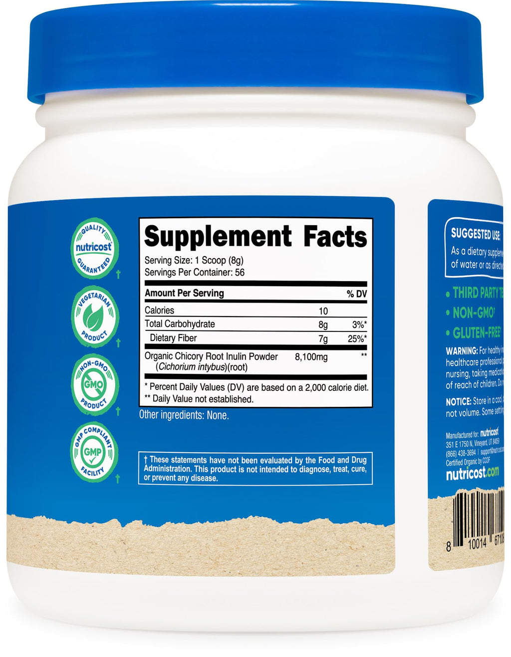 Nutricost Organic Inulin Powder - Prebiotic Fiber

