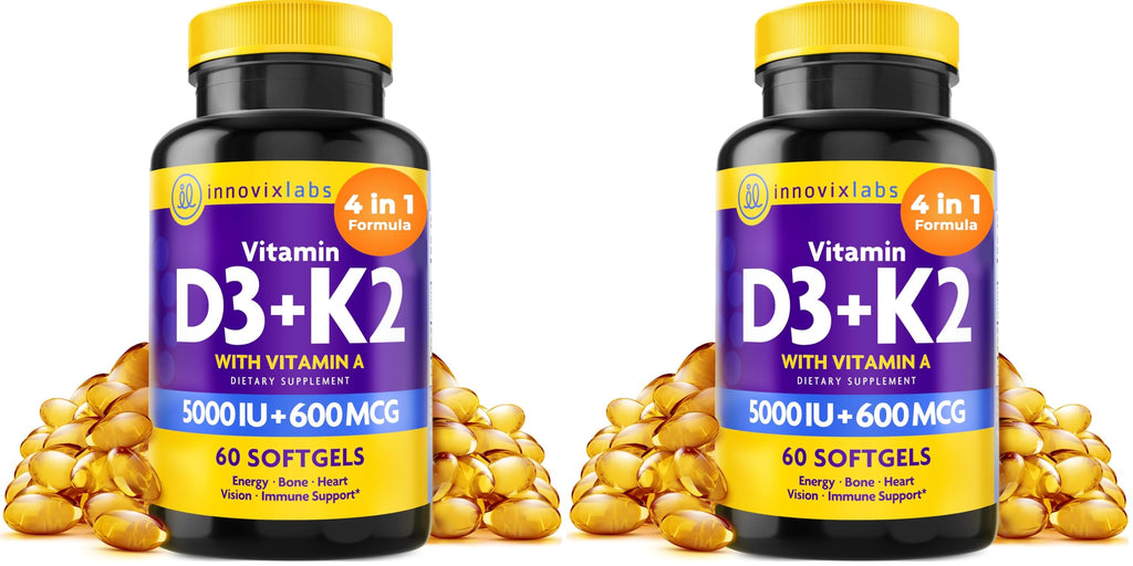 InnovixLabs Vitamin D3 K2 Supplement with MK4 & MK7 for Bone Health