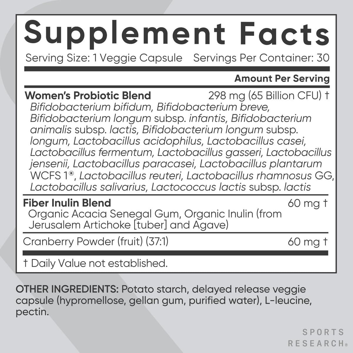 Sports Research Probiotics Prebiotics - Vegan Capsule

