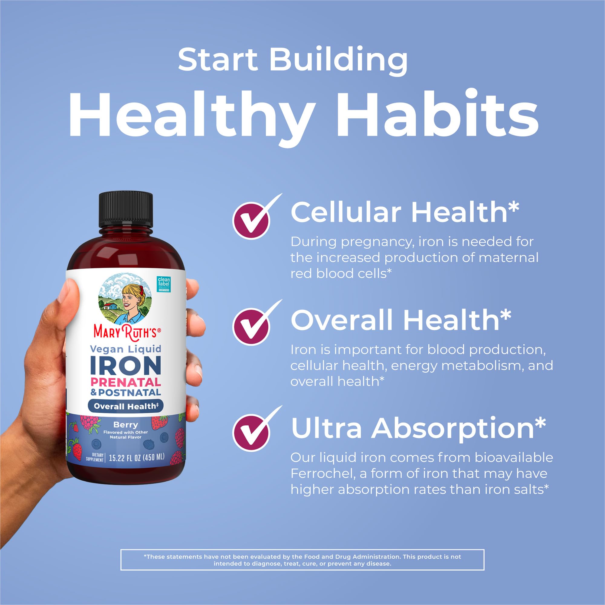MaryRuth’s Prenatal Iron Liquid | Ferrochel Bioavailable Iron

