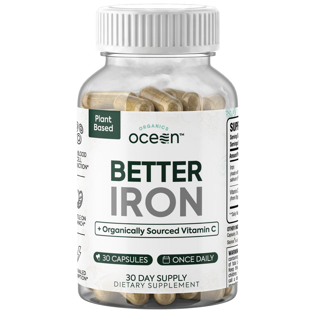 Organics Ocean Iron Supplement with Vitamin C - Plant-Based


