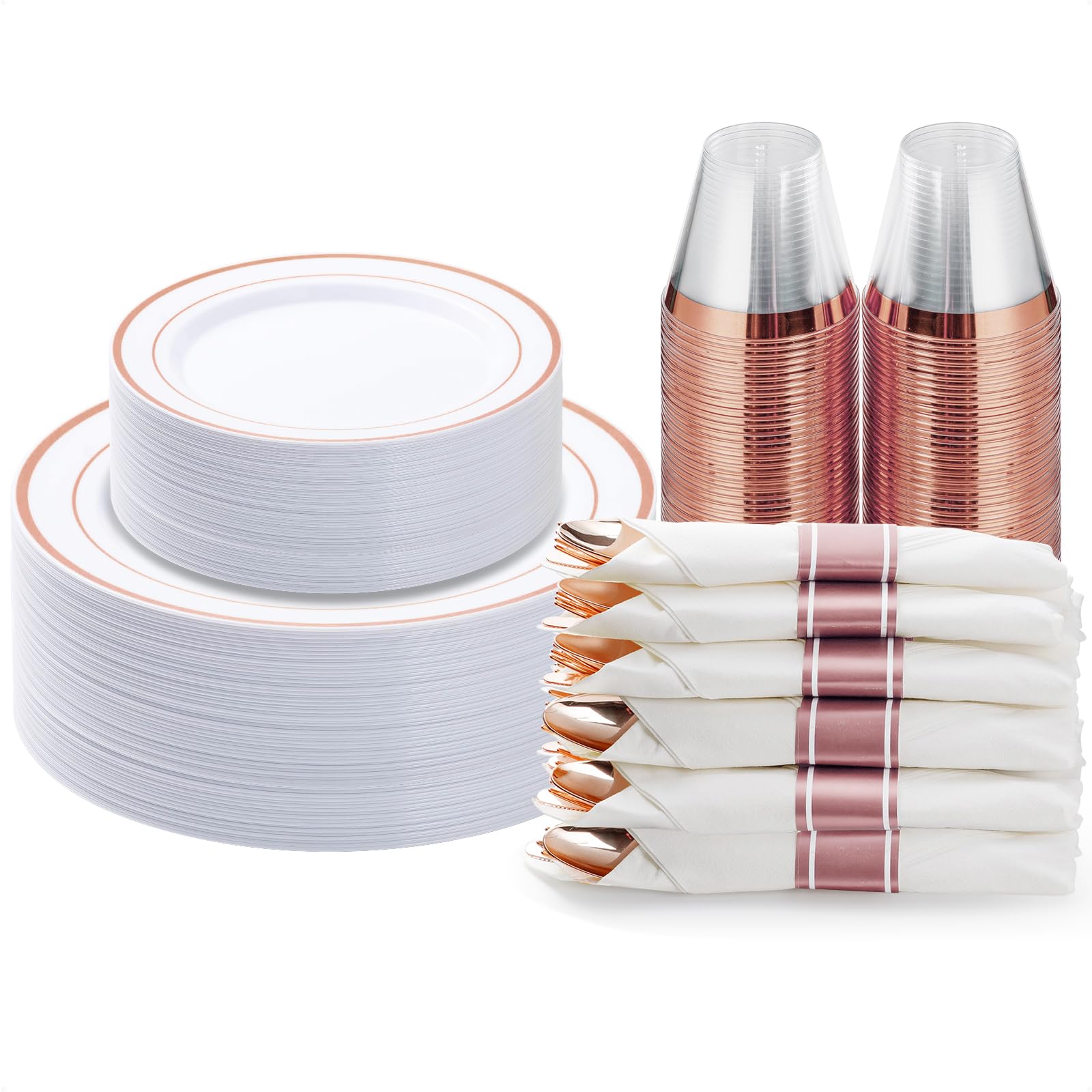 BESTVIP Disposable Plastic Dinnerware Set for Parties