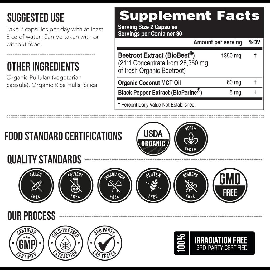 BioBeet Max Strength Beet Root Capsules | BioPerine


