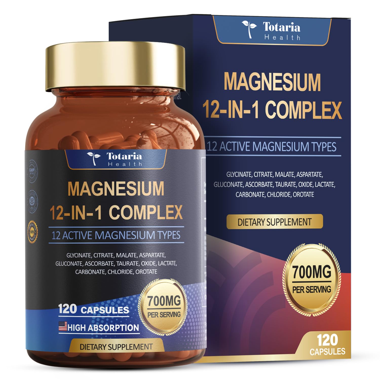 Totaria Magnesium Complex 700mg 12-Form Magnesium Supplement

