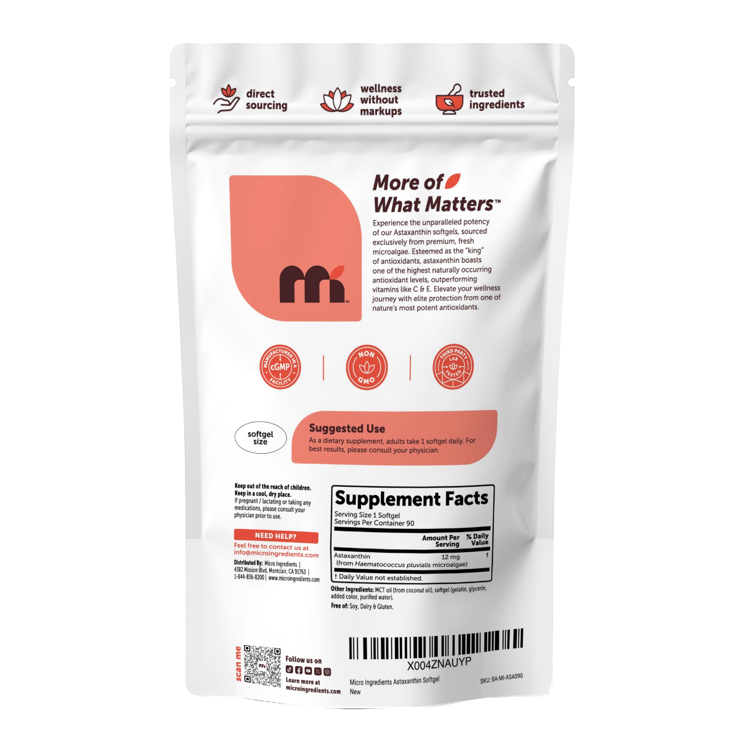 Micro Ingredients Astaxanthin 12mg with MCT Oil

