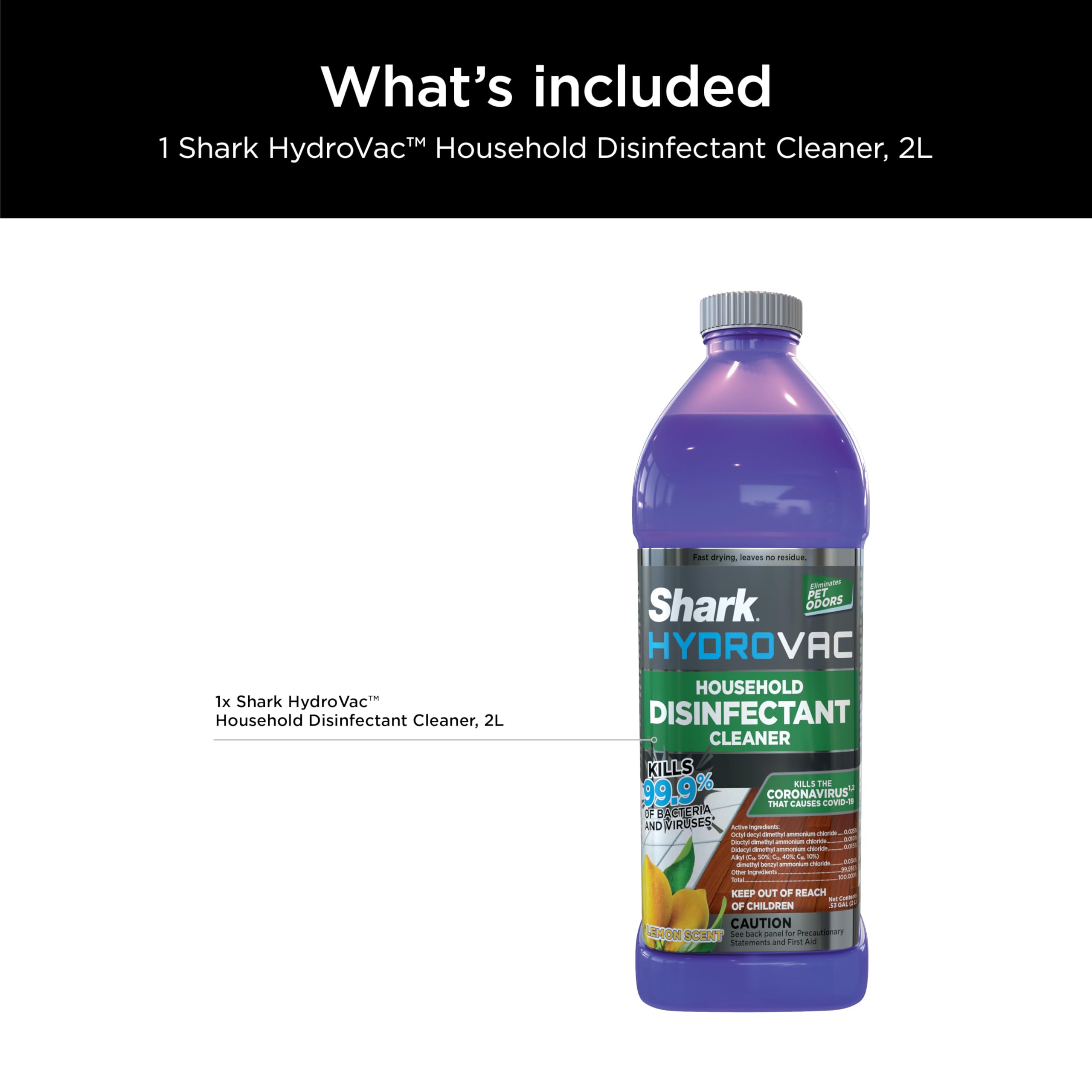 Shark HydroVac Disinfectant Cleaner Kills 99.9% Bacteria

