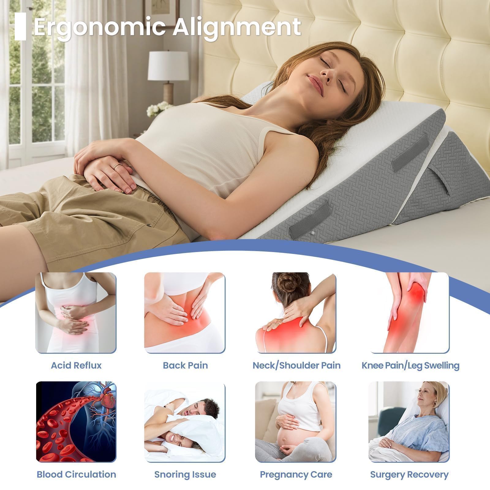 Sasttie Wedge Pillow Set with Memory Foam Neck Cushion

