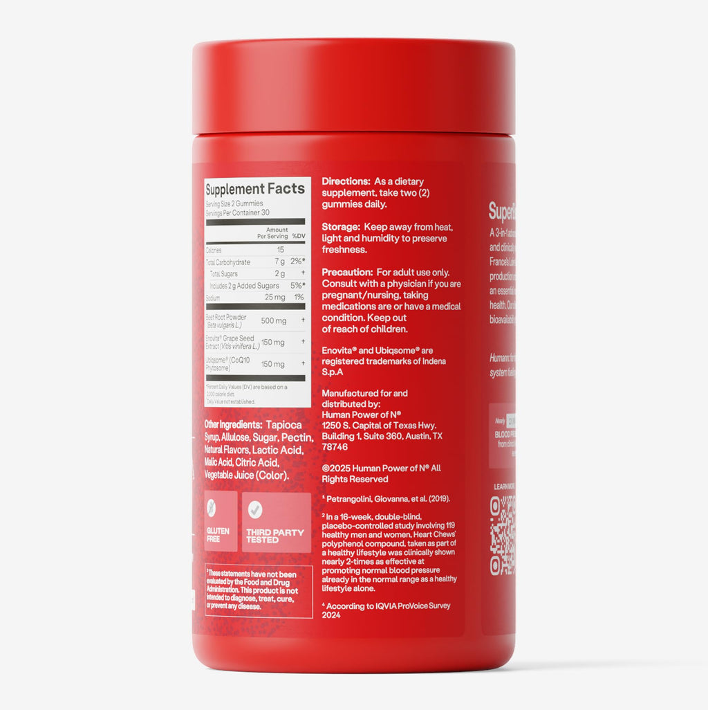 Humann SuperBeets Beetroot CoQ10 Grape Seed Gummies

