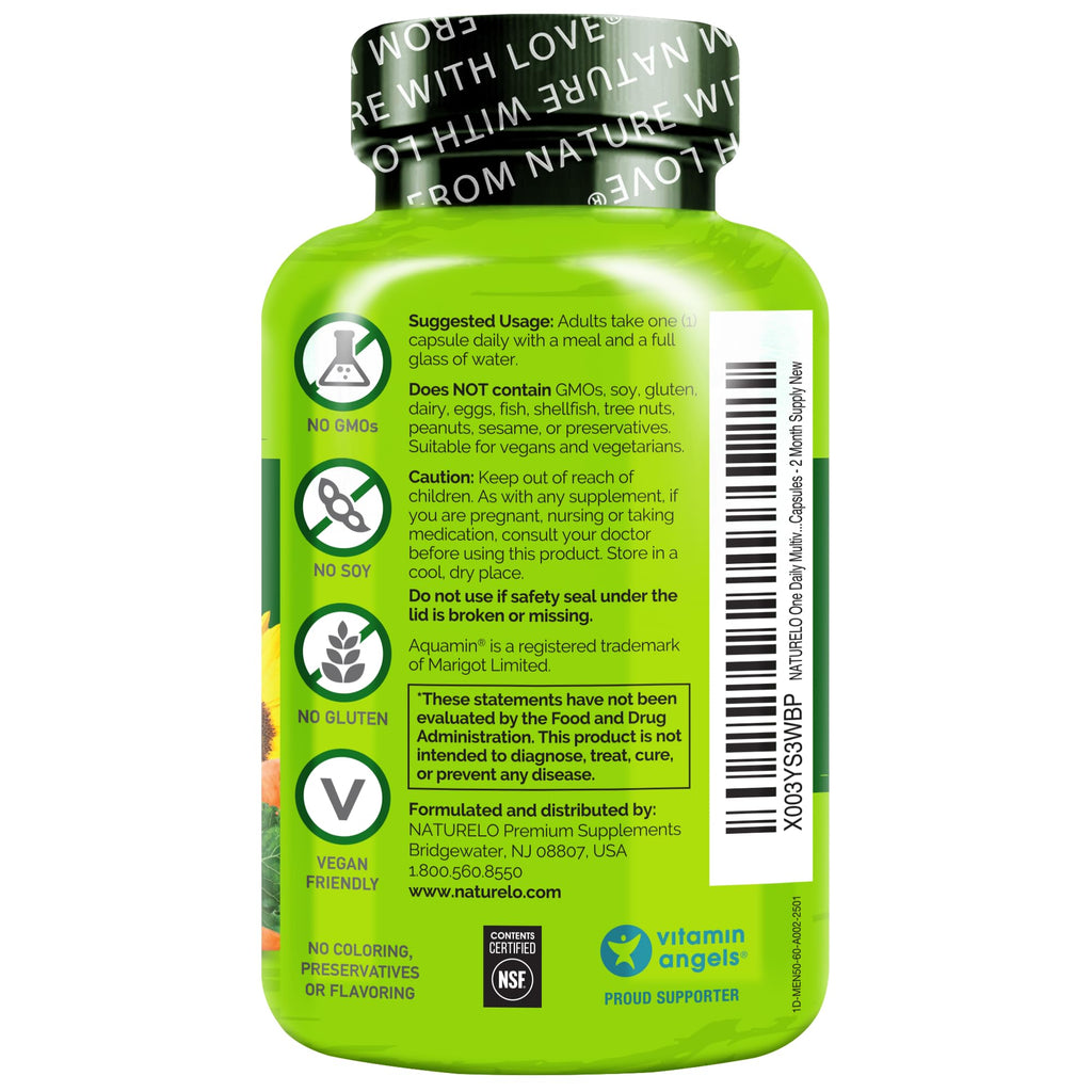 Naturelo Men’s Multivitamin 50+ Plant-Based | Non-GMO

