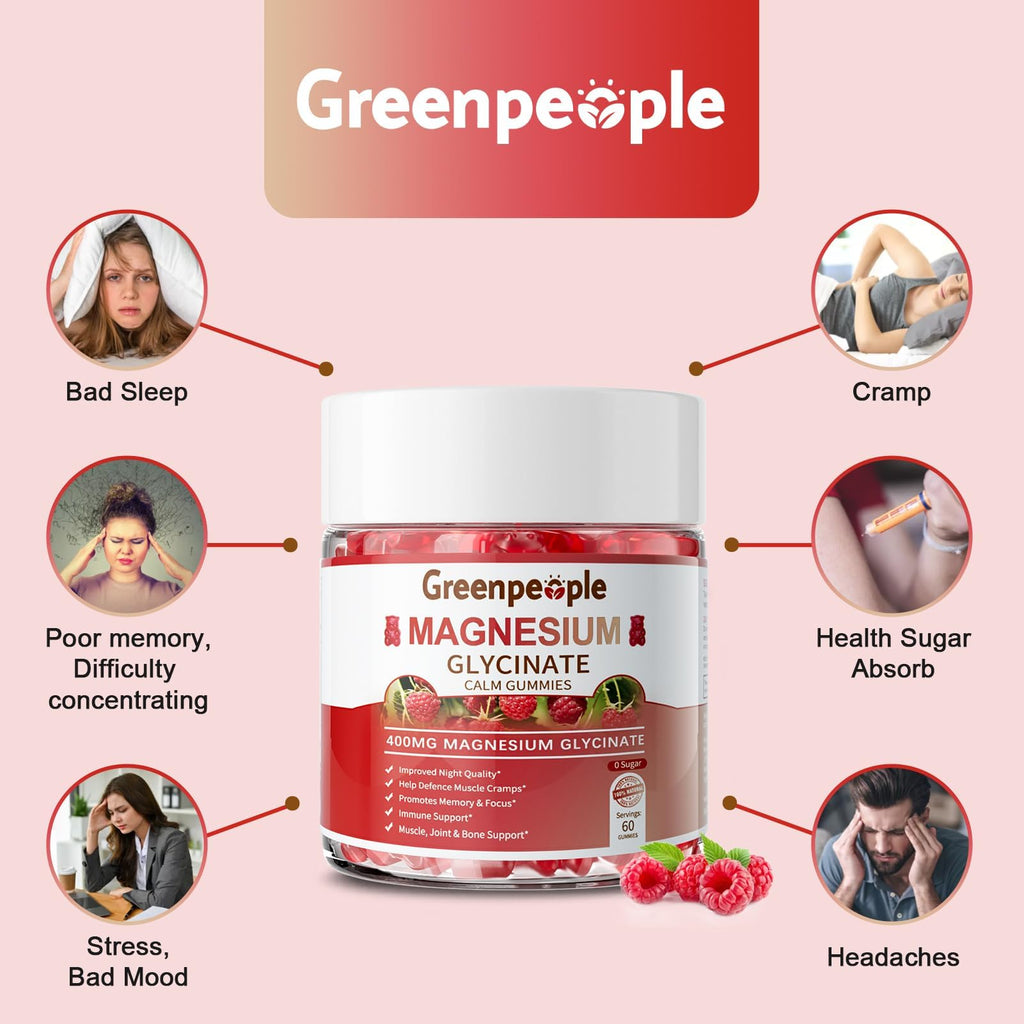 GREENPEOPLE Magnesium Glycinate Gummies 400mg | Calm Sleep


