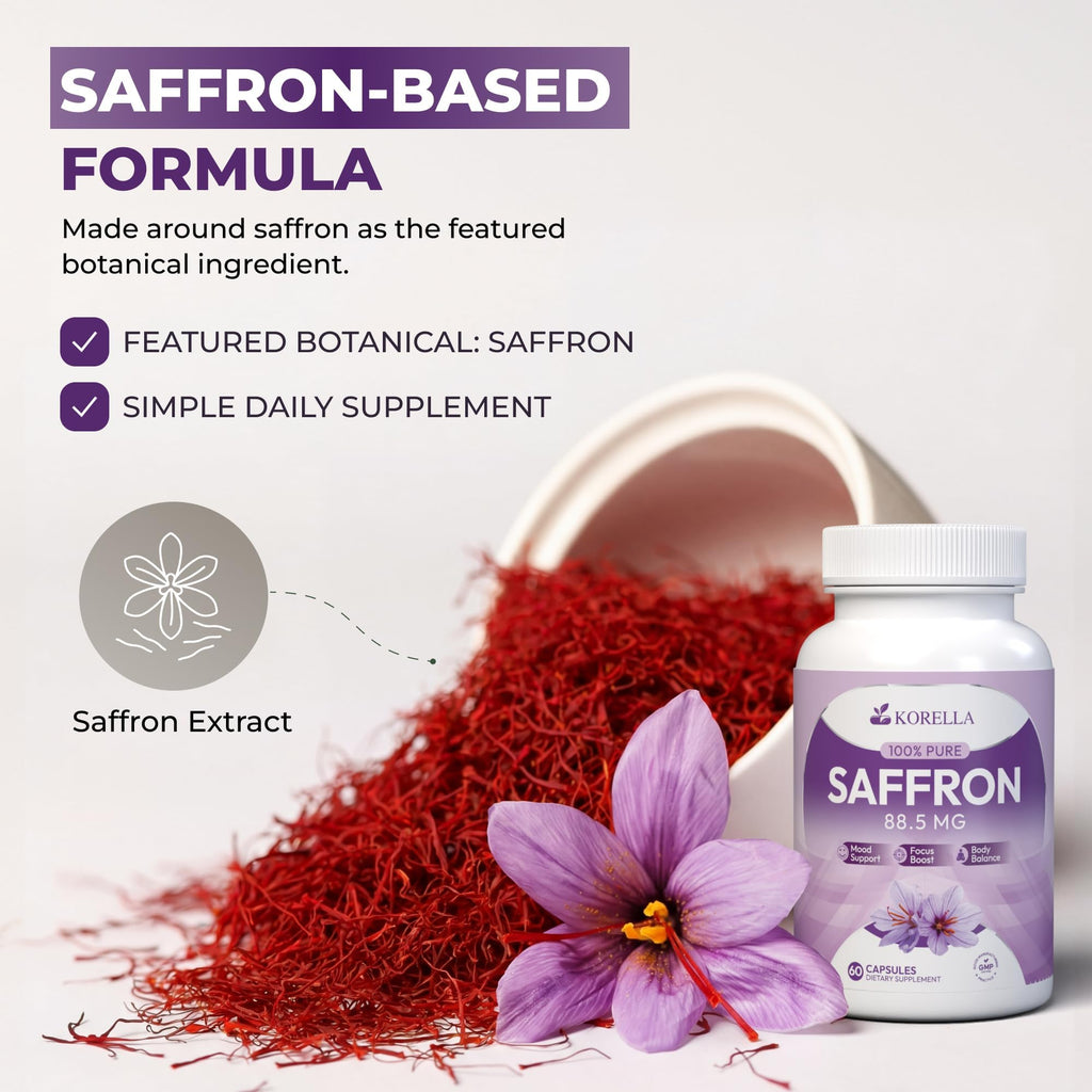 KORELLA Saffron Supplement 88.5 mg | Pure Saffron Extract

