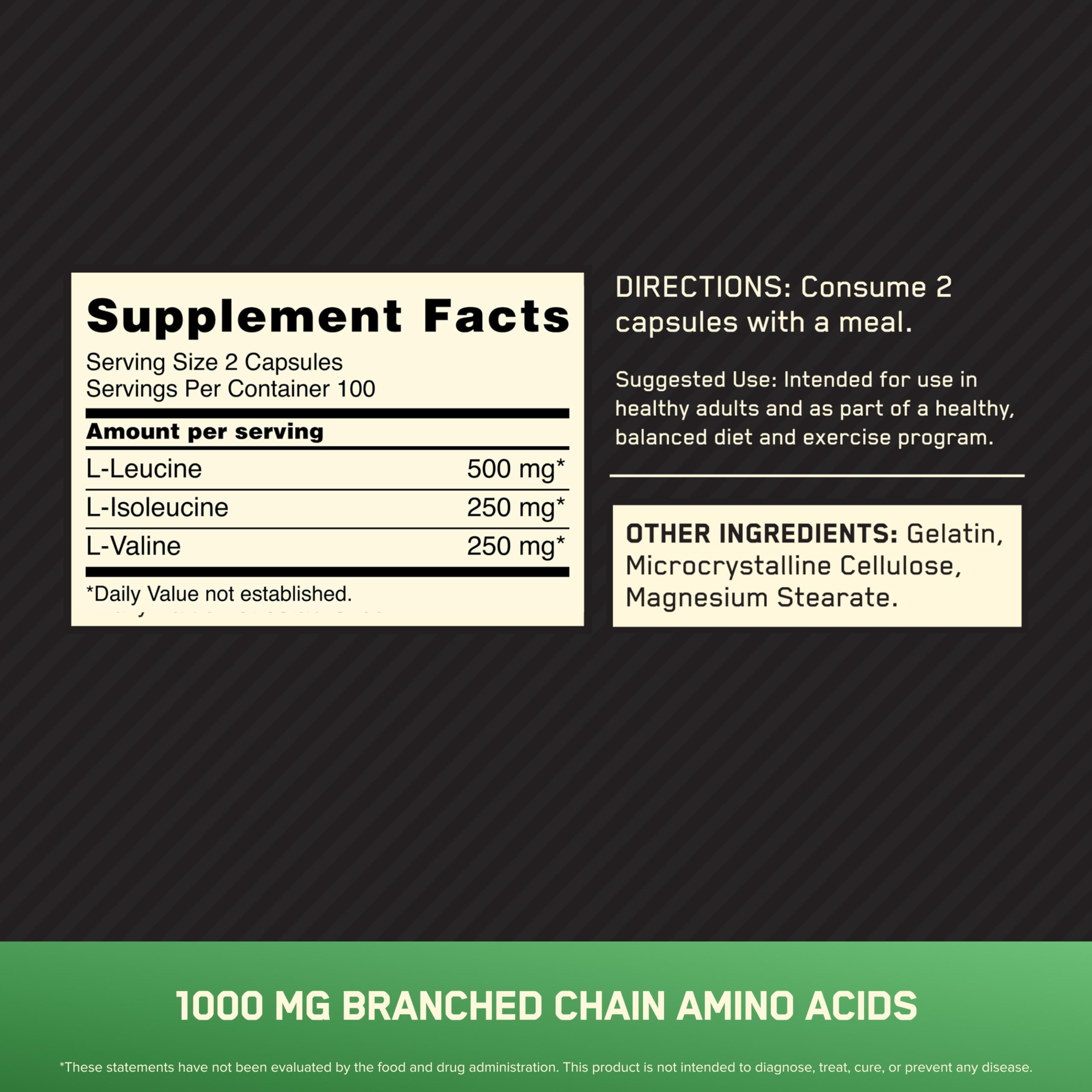 Optimum Nutrition BCAA Branched Chain Essential Amino Acids

