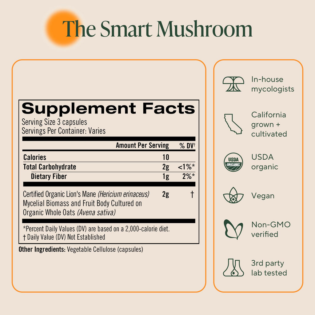 Om Lion’s Mane Mushroom Capsules for Brain Support

