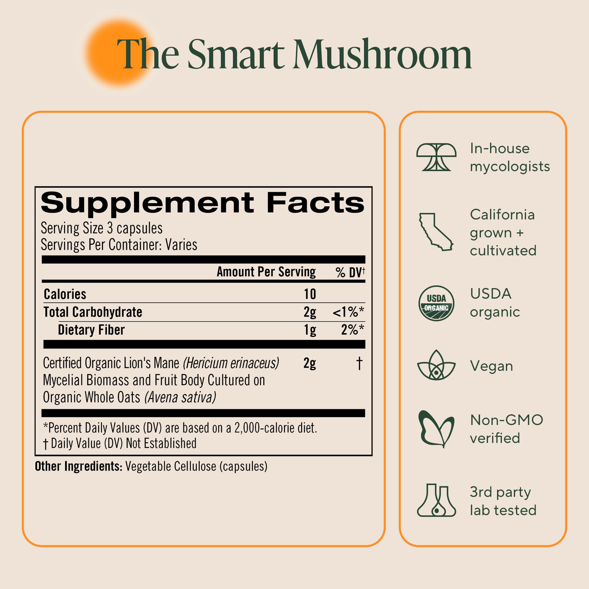 Om Lion’s Mane Mushroom Capsules for Brain Support

