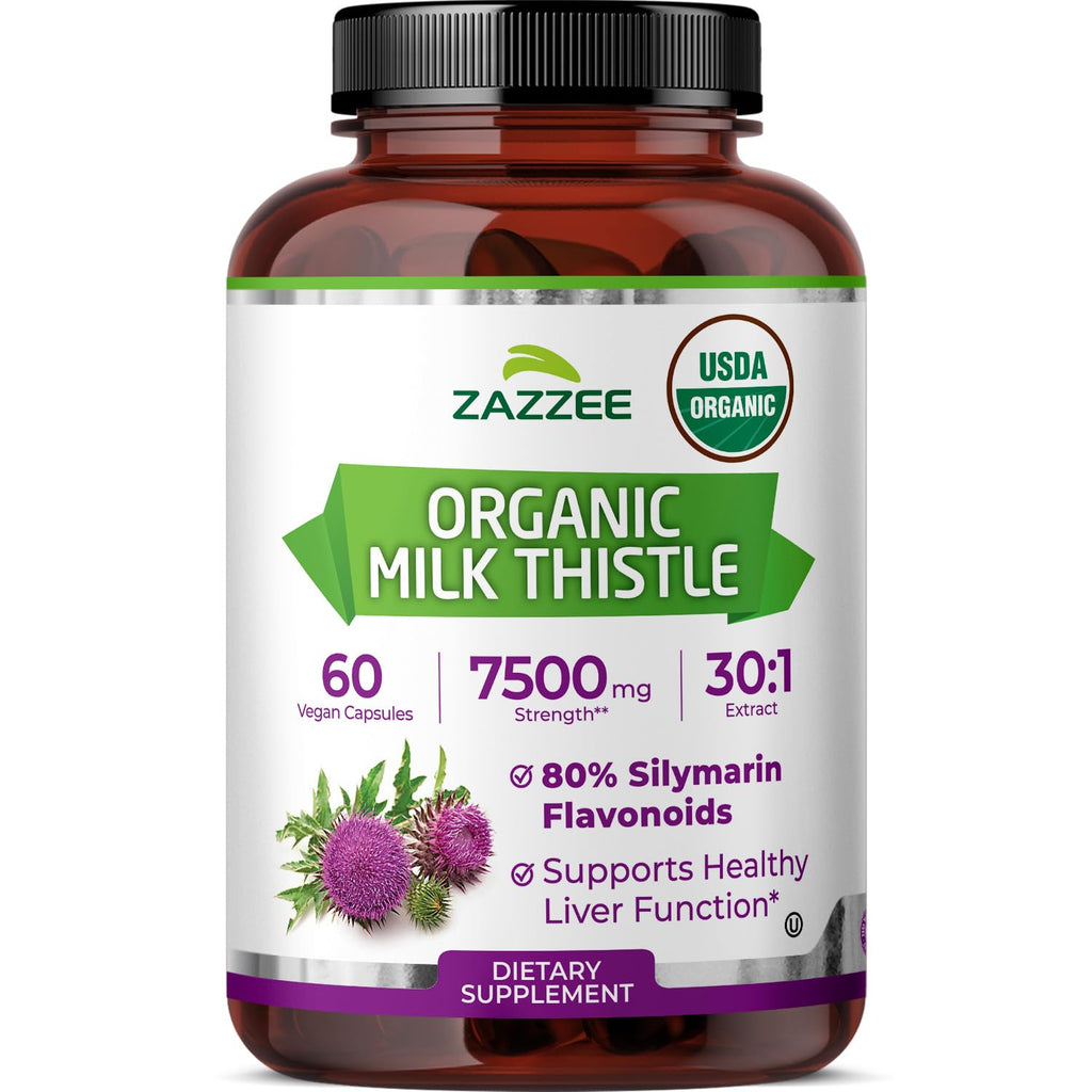Zazzee USDA Organic Milk Thistle Extract Capsules