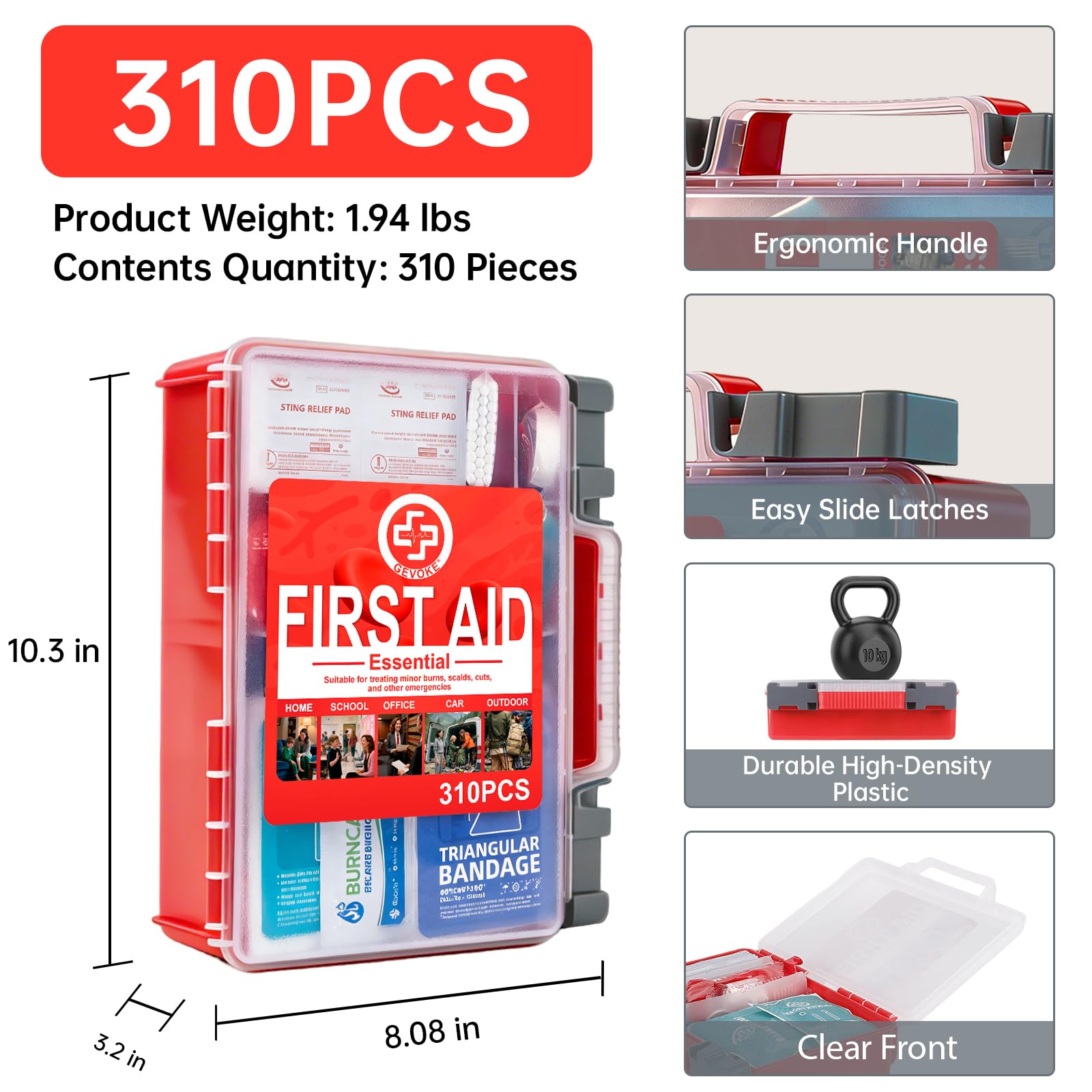 Gevoke First Aid Kit HardCase | Home & Travel

