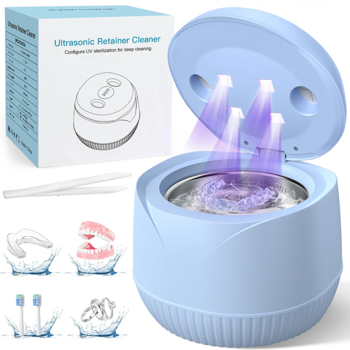 Dental Ultrasonic Retainer Cleaner Machine 45kHz with 200 mL Tank