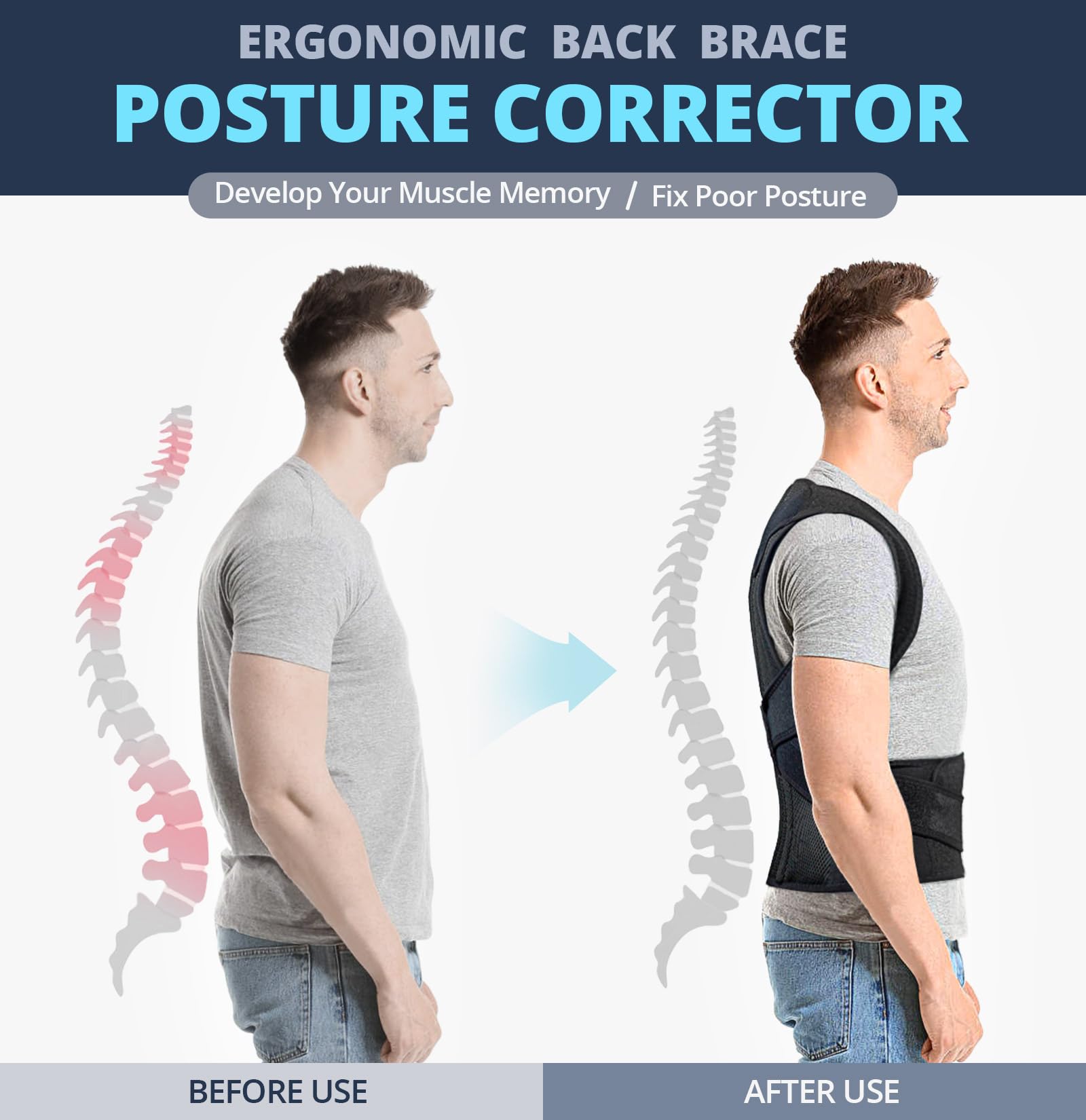 Back Brace Posture Corrector for Men and Women Lumbar Support

