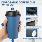 LITOPAK Disposable Cups with Lids – Blue & Gray

