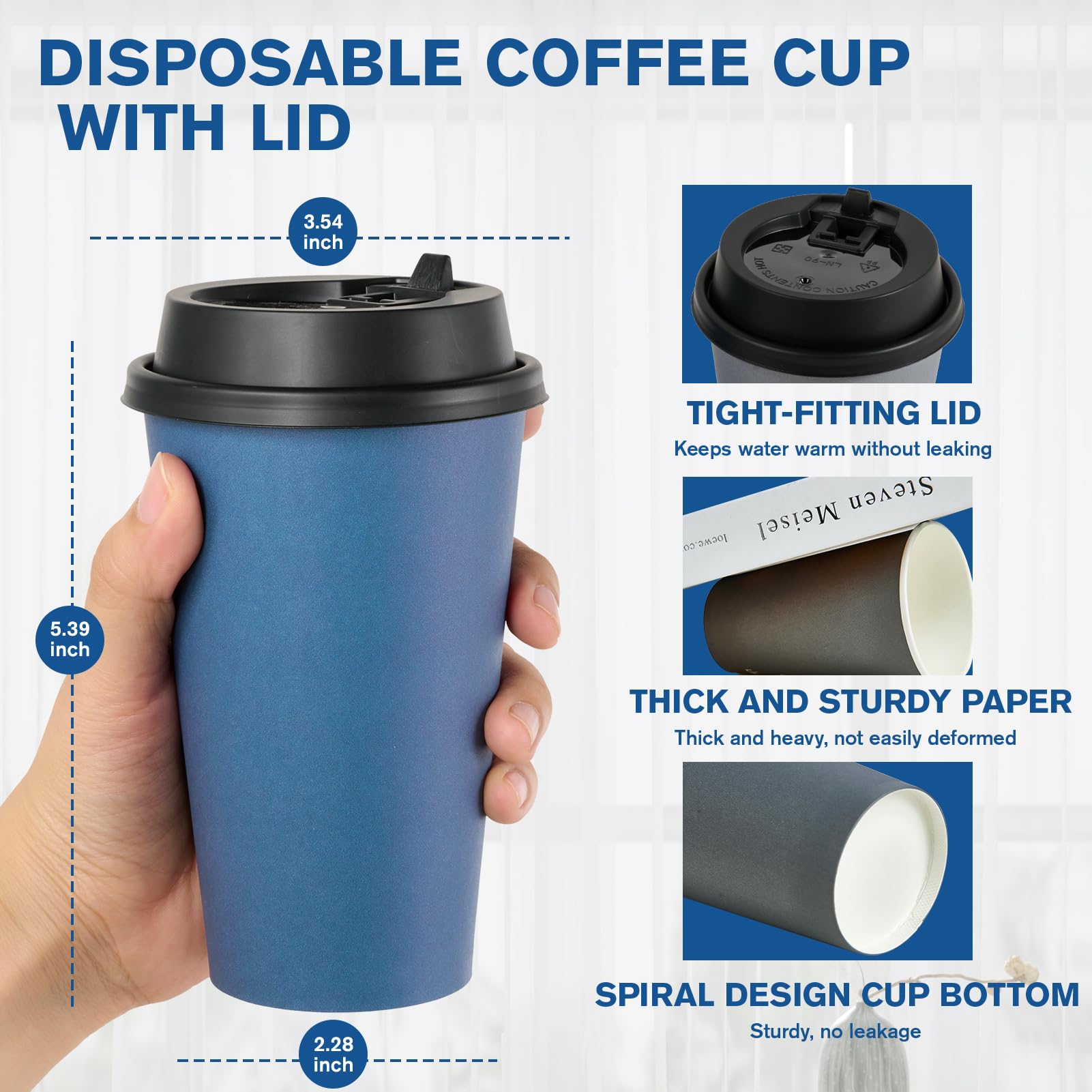 LITOPAK Disposable Cups with Lids – Blue & Gray


