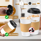 Lamosi Disposable Coffee Cups with Lids and Sleeves | To-Go

