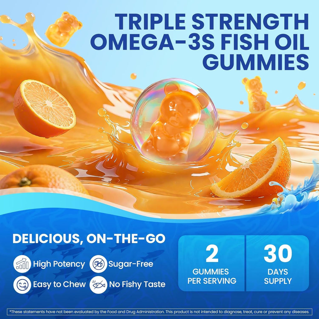 Omega-3 Fish Oil Gummies Triple-Strength EPA & DHA

