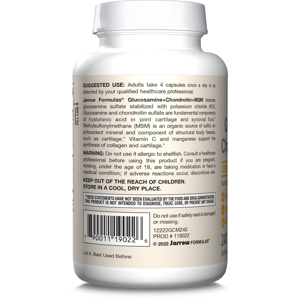 Jarrow Formulas Glucosamine Chondroitin MSM Capsules for Joints

