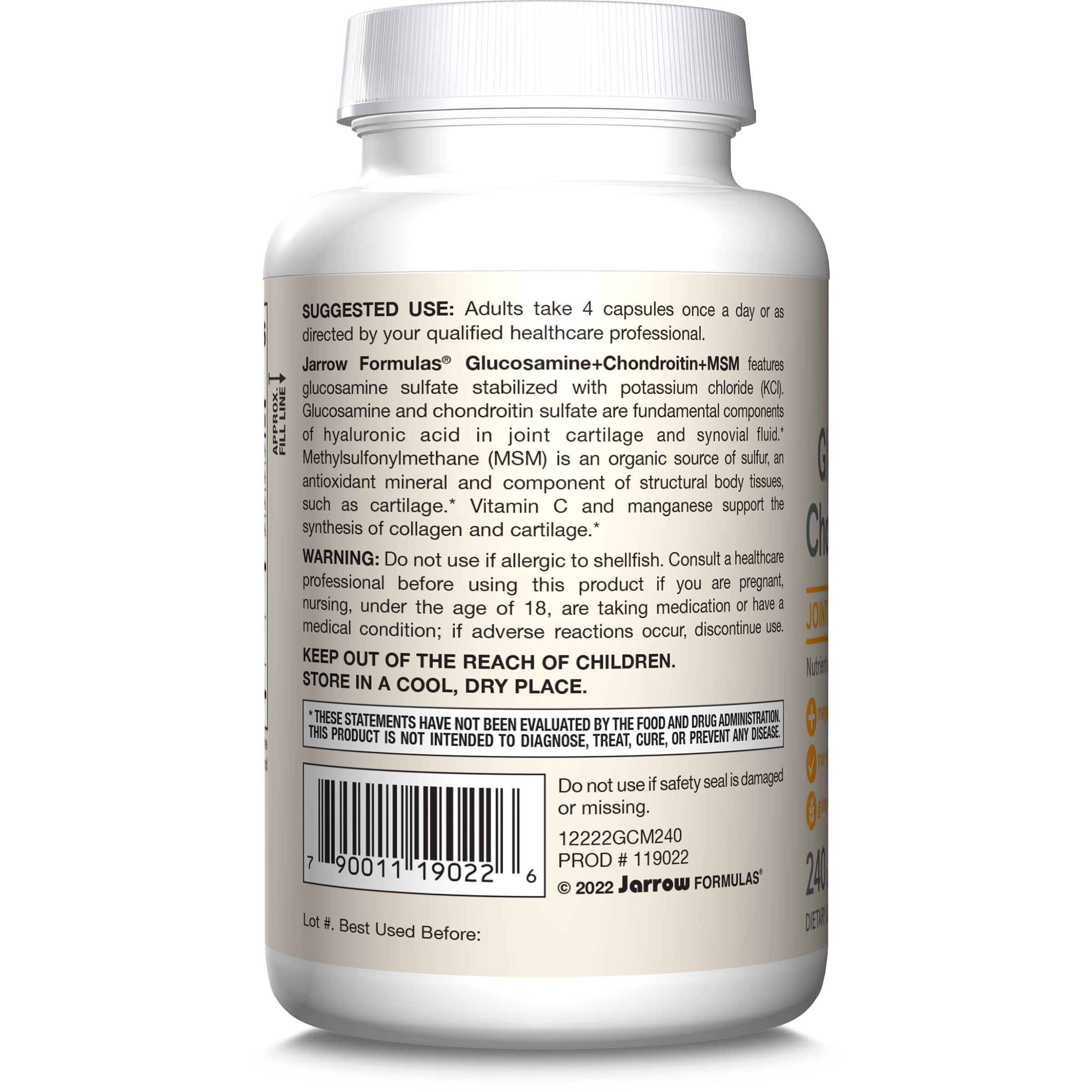 Jarrow Formulas Glucosamine Chondroitin MSM Capsules for Joints

