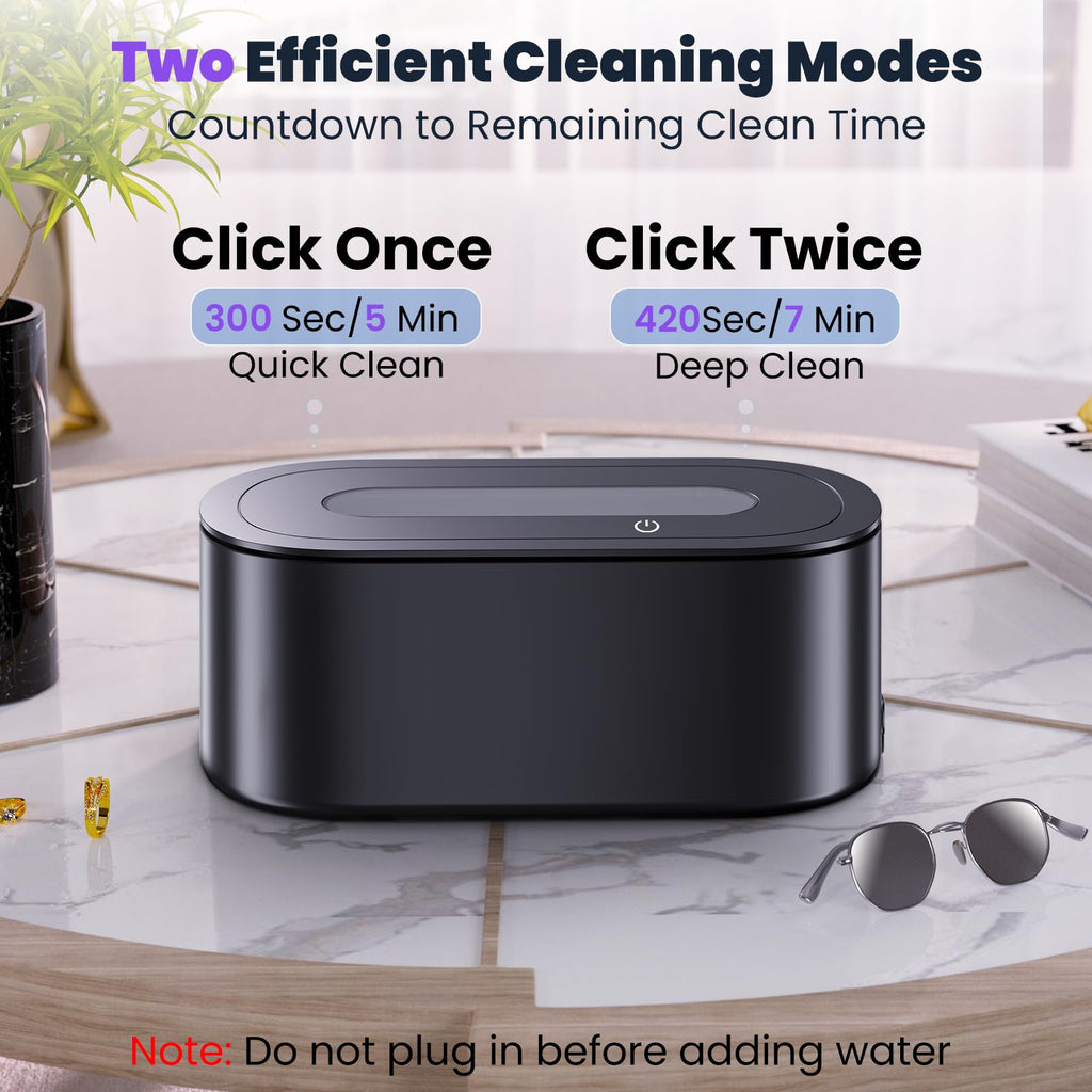 Ultrasonic Jewelry Cleaner 48KHz 30W Dual Modes 150ml

