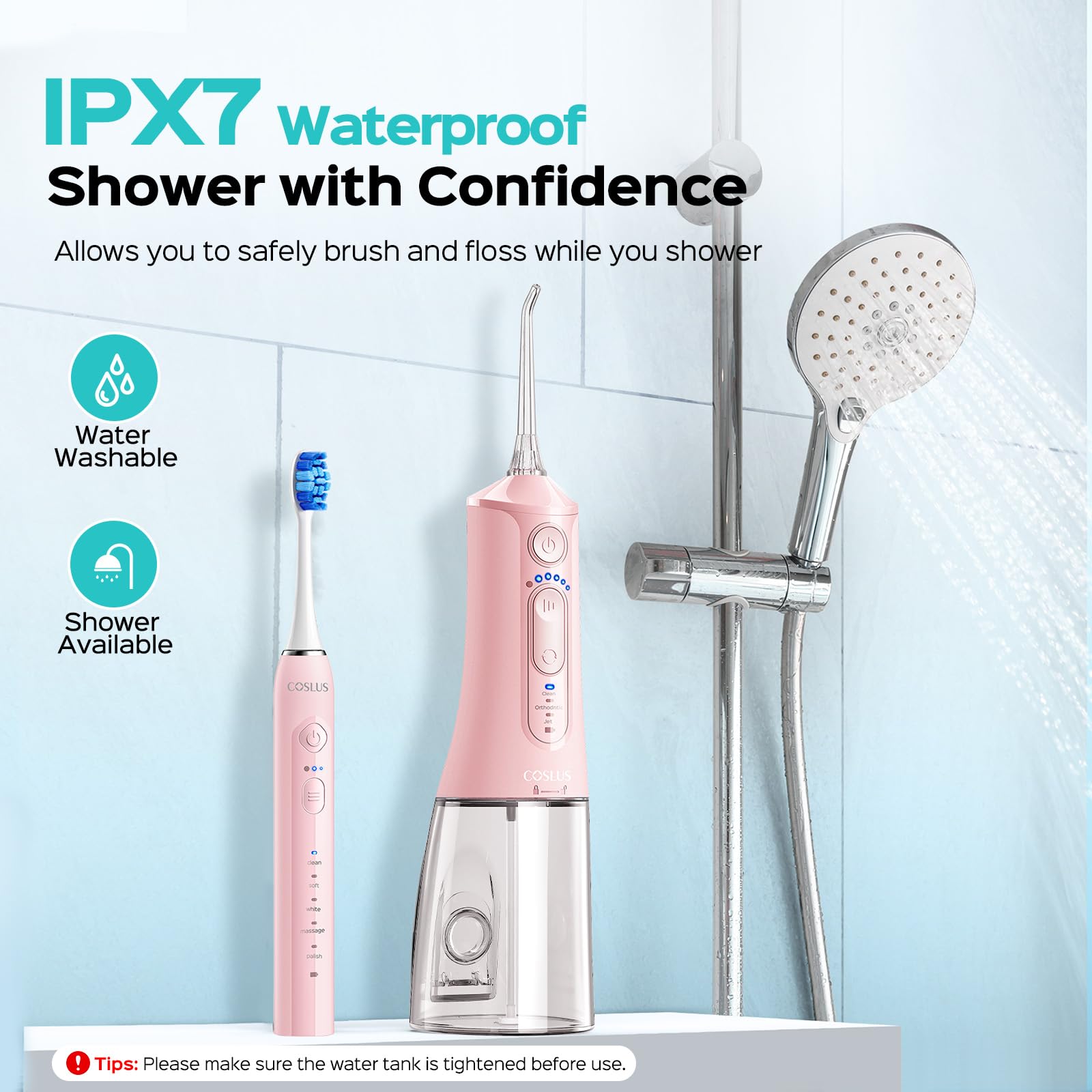 COSLUS 2-in-1 Electric Toothbrush & Water Flosser - Portable

