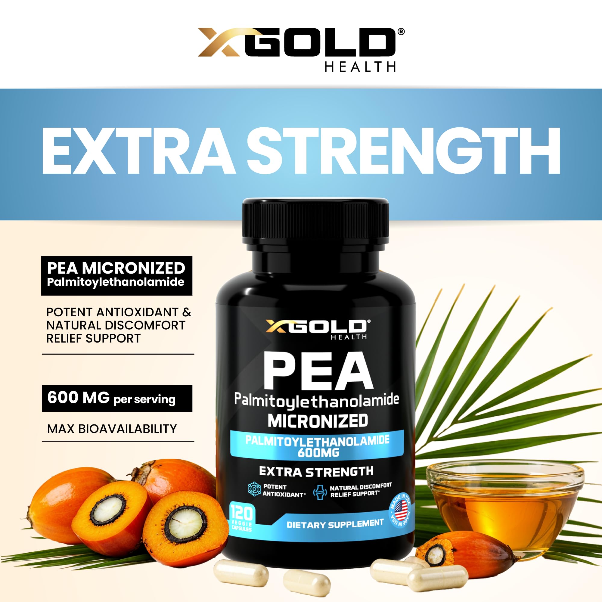 X Gold Health Palmitoylethanolamide PEA 600 mg Micronized

