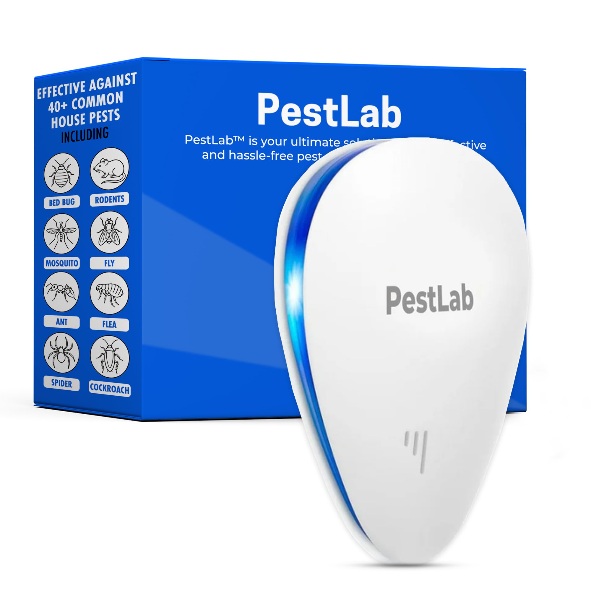 PestLab Ultrasonic Pest Repeller Indoor Plug-in Bug Repellent 300 Sq Ft Coverage