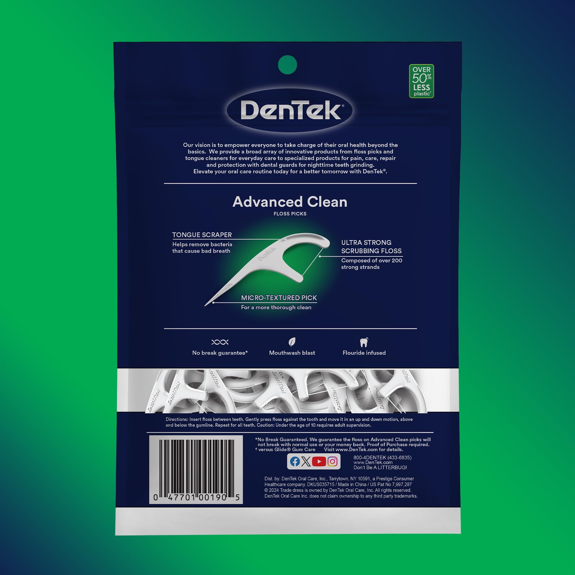 DenTek Advanced Clean Floss Picks No Break No Shred

