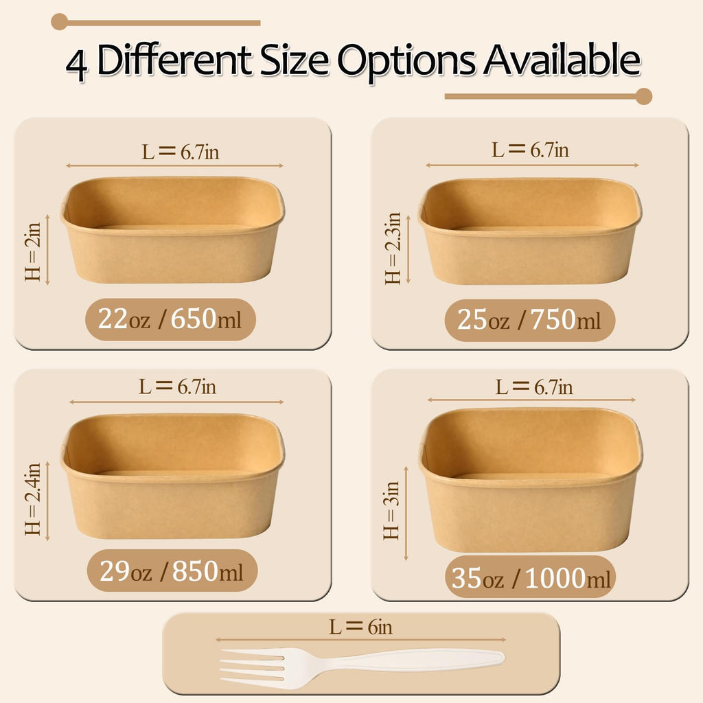 Disposable Meal Prep Containers with Lids and Forks

