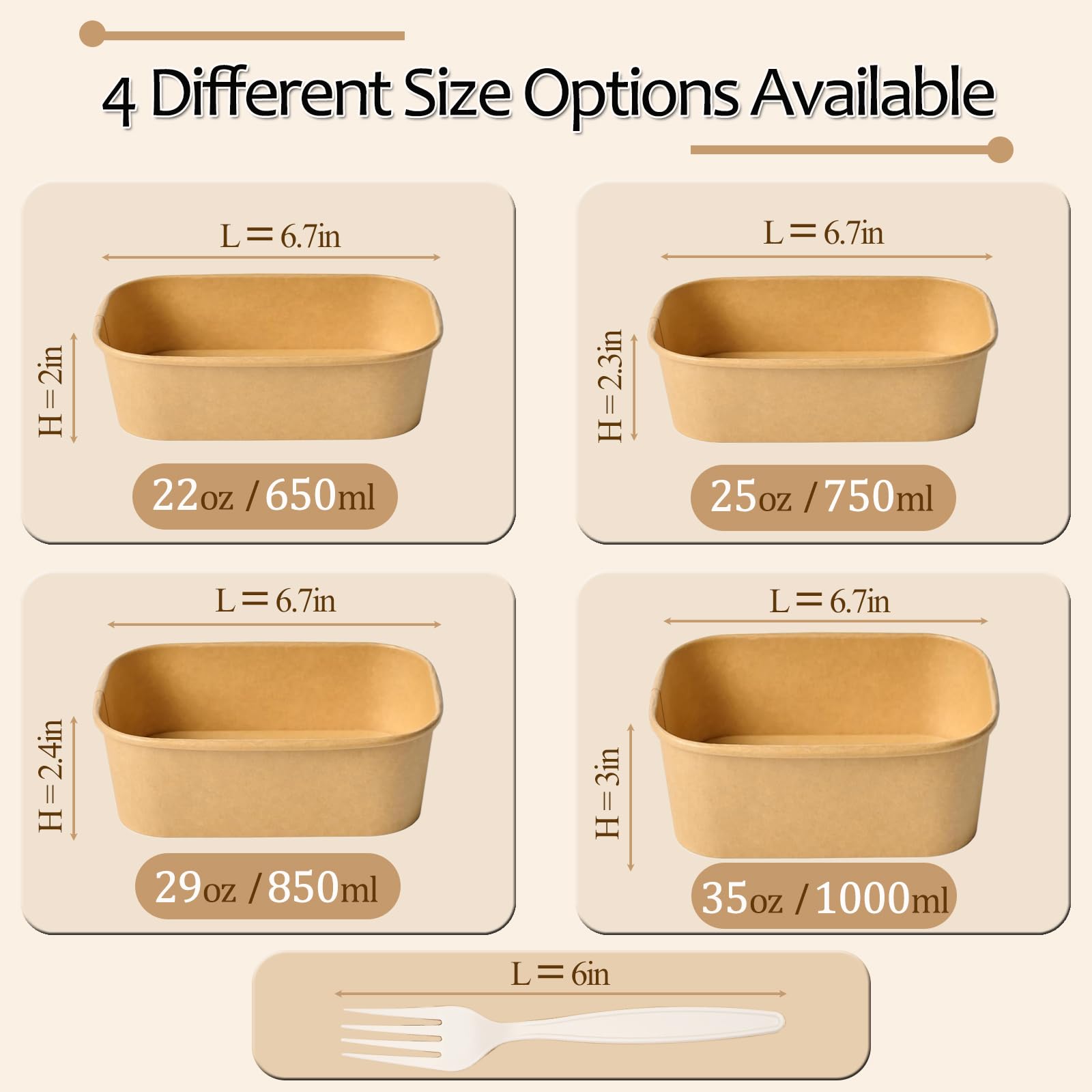 Disposable Meal Prep Containers with Lids and Forks

