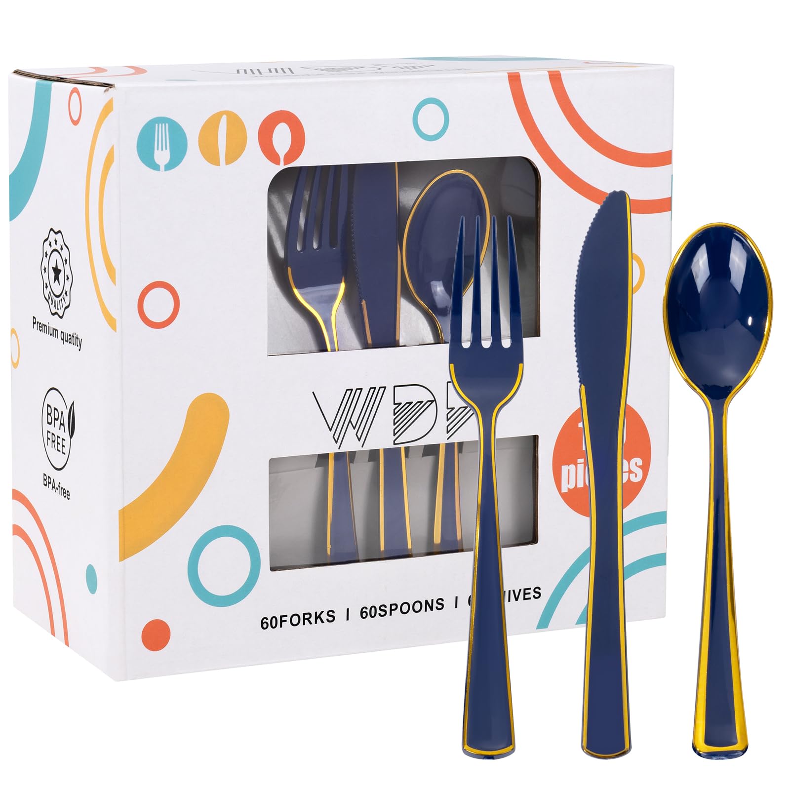 WDF Disposable Plastic Silverware Set – Heavy-Duty Cutlery for Weddings & Parties