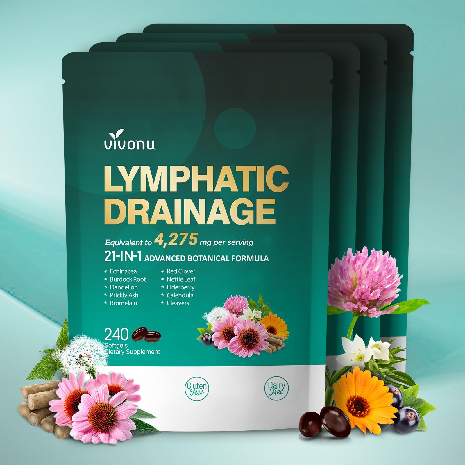 Lymphatic Drainage Supplement 21-in-1 Herbal Blend for Lymphatic Support