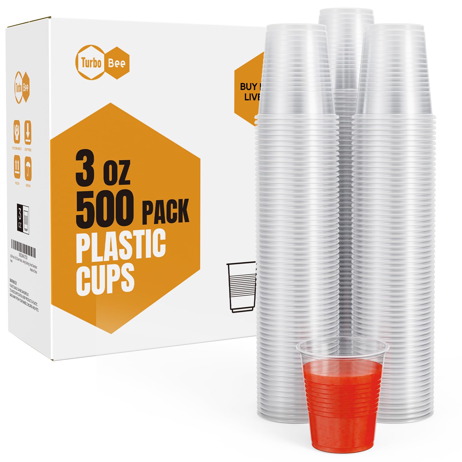 Turbo Bee Disposable Plastic Cups - Heat-Resistant, Food Safe
