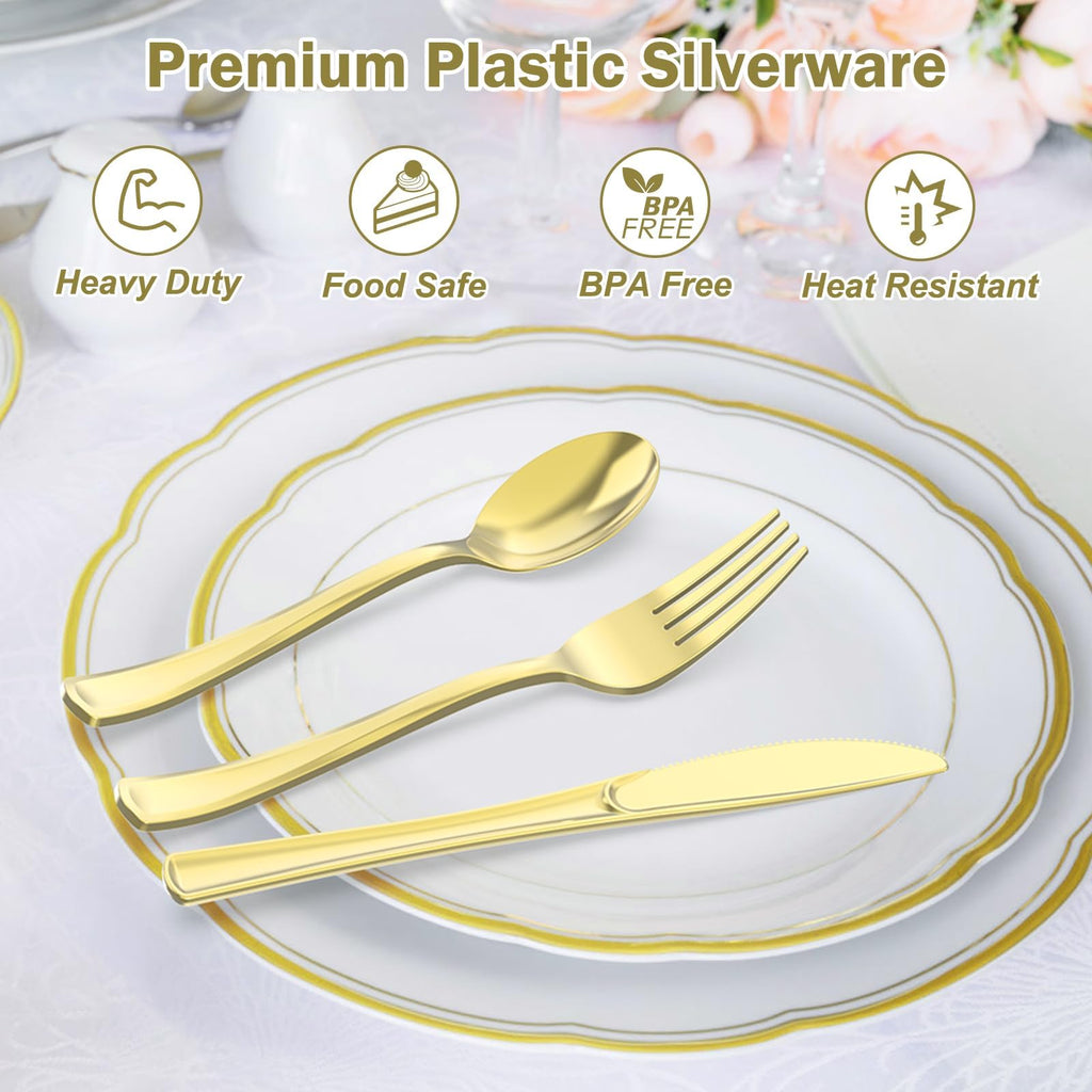 Dealusy Heavy Duty Disposable Plastic Utensils Set

