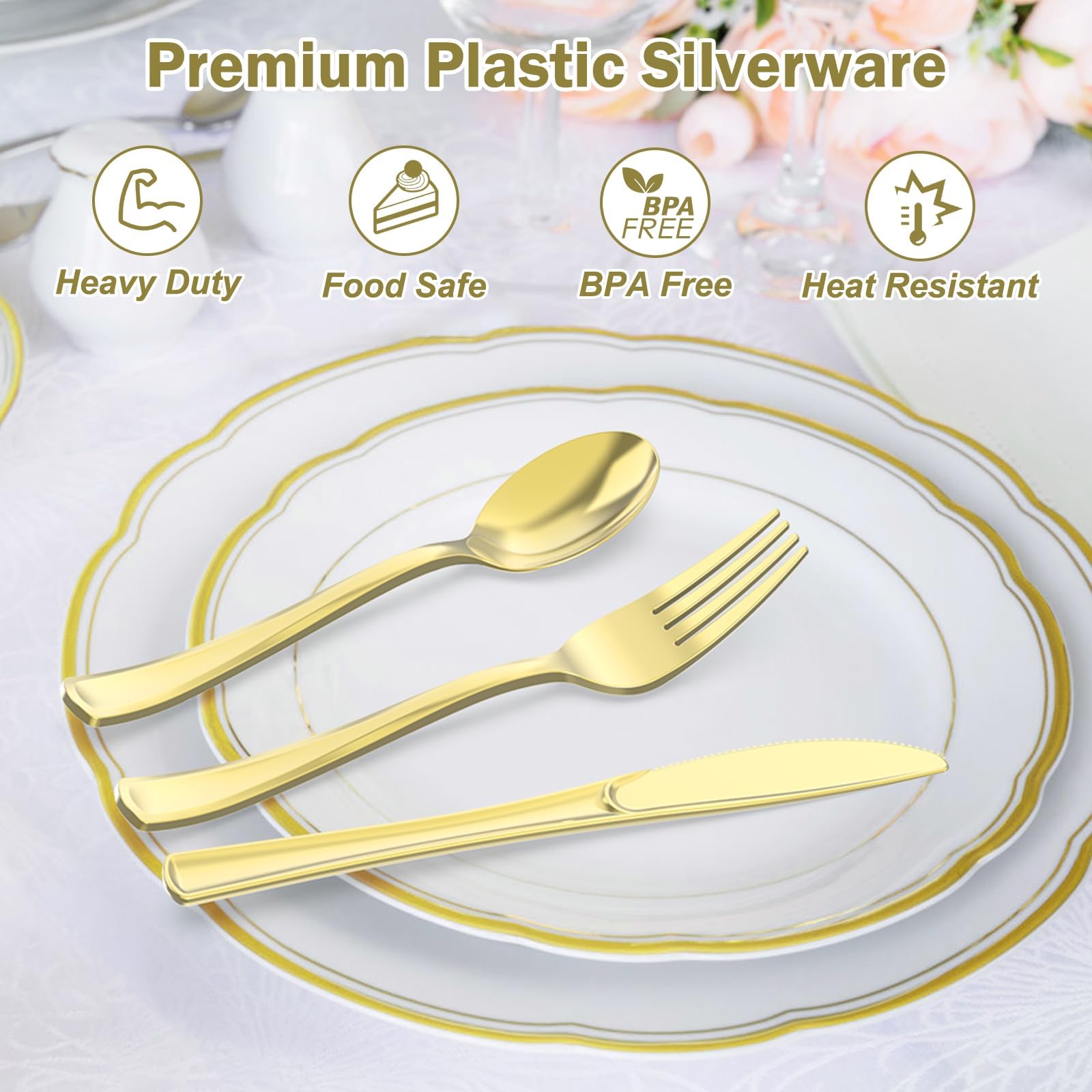 Dealusy Heavy Duty Disposable Plastic Utensils Set

