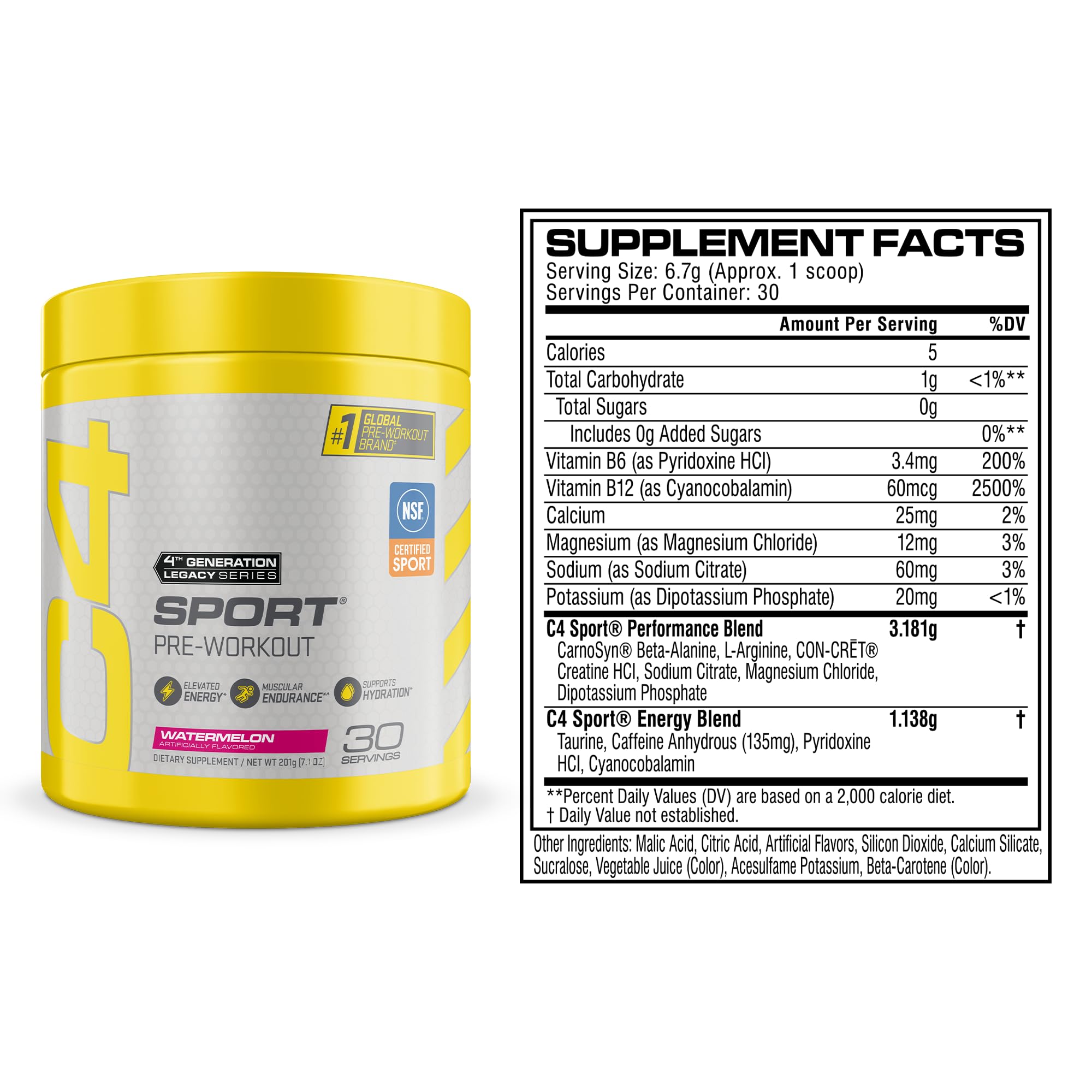 Cellucor C4 Sport Pre Workout Powder NSF Certified for Sport

