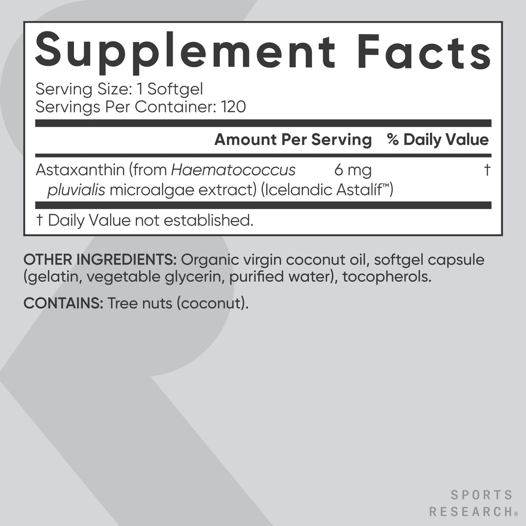 Sports Research Astaxanthin Supplement for Skin & Eye Health


