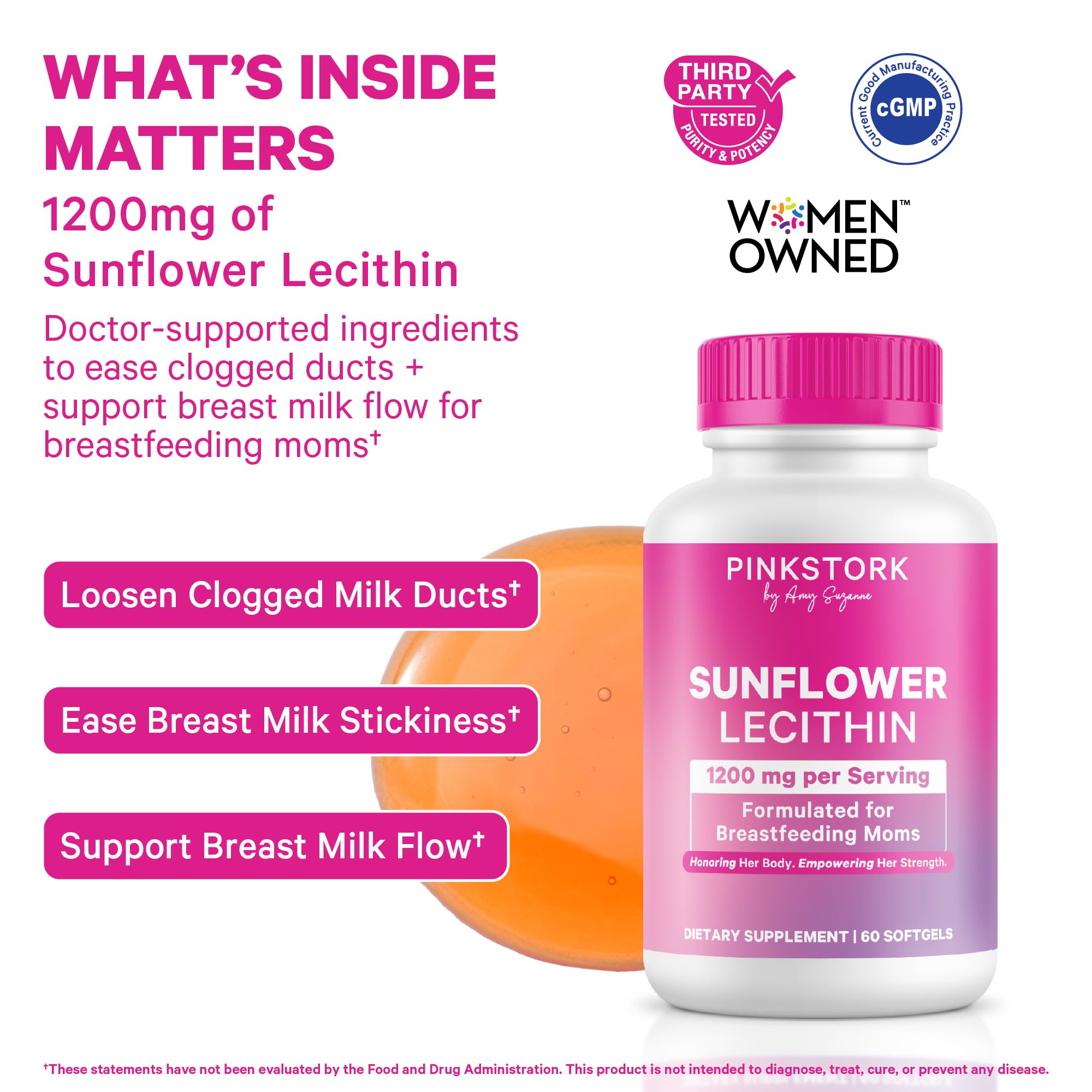 Pink Stork Sunflower Lecithin 1200 mg Softgels

