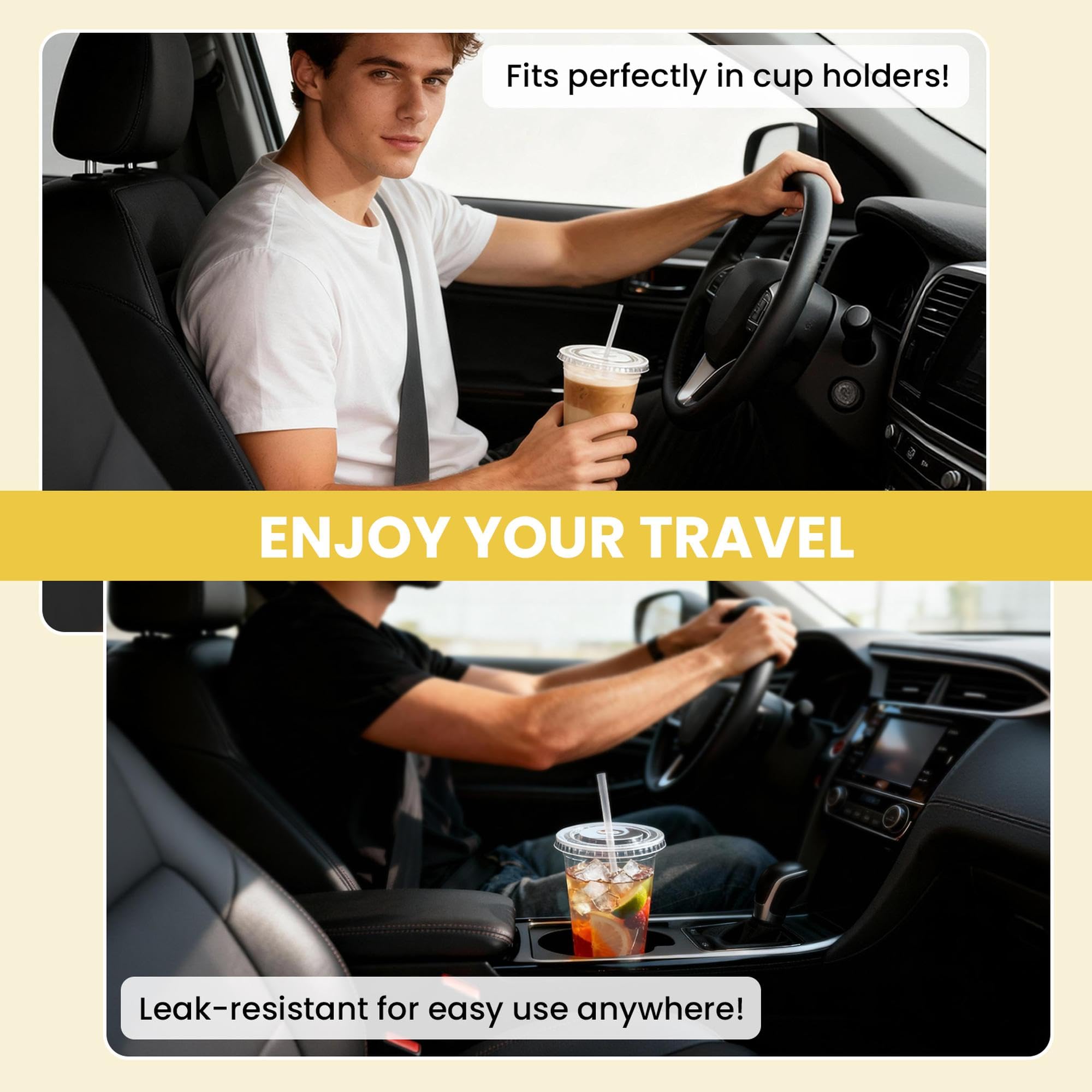 Clear Plastic Cups with Lids & Straws – Heavy Duty PET

