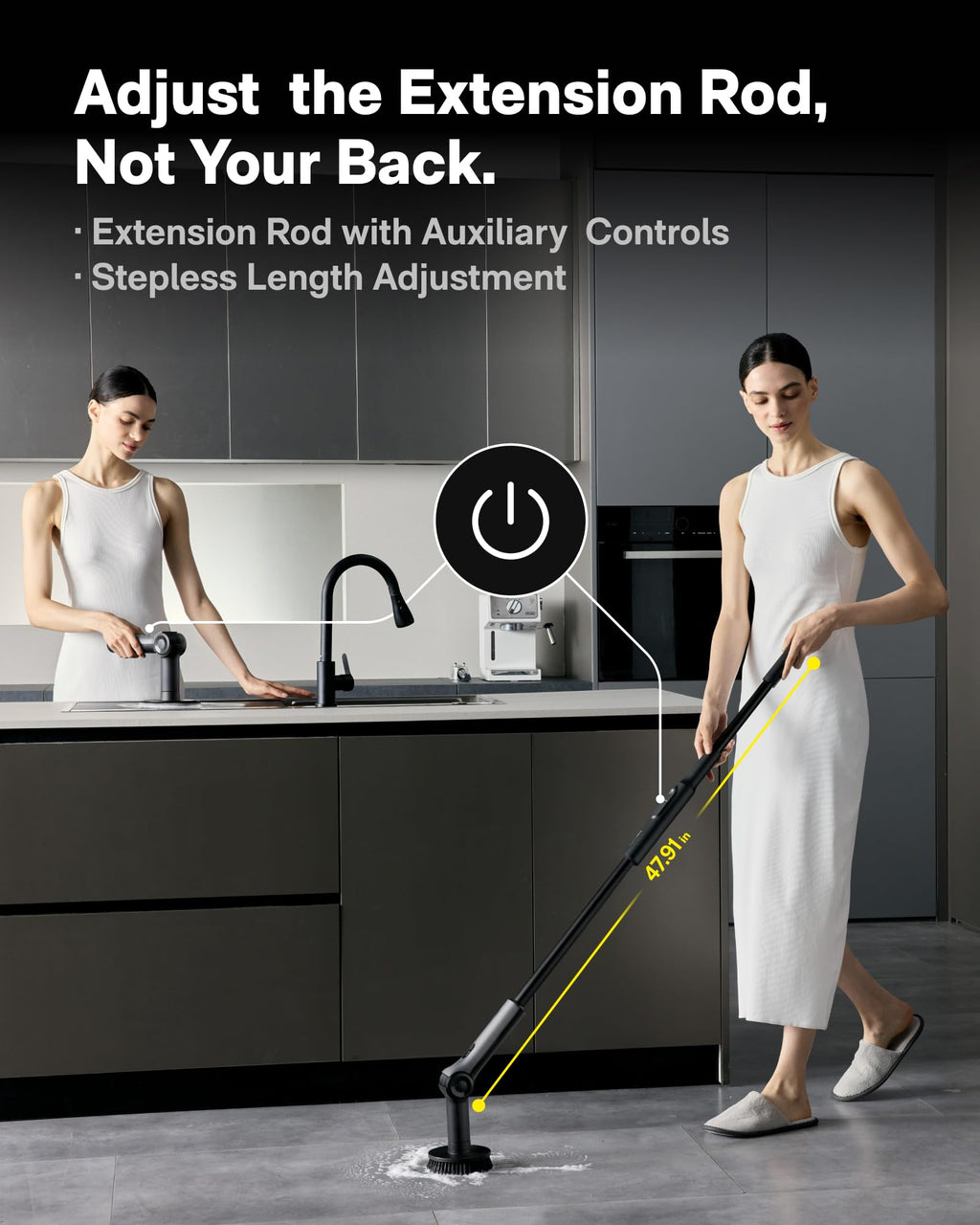 HOTO Flexi Cordless Spin Scrubber with Interchangeable Heads


