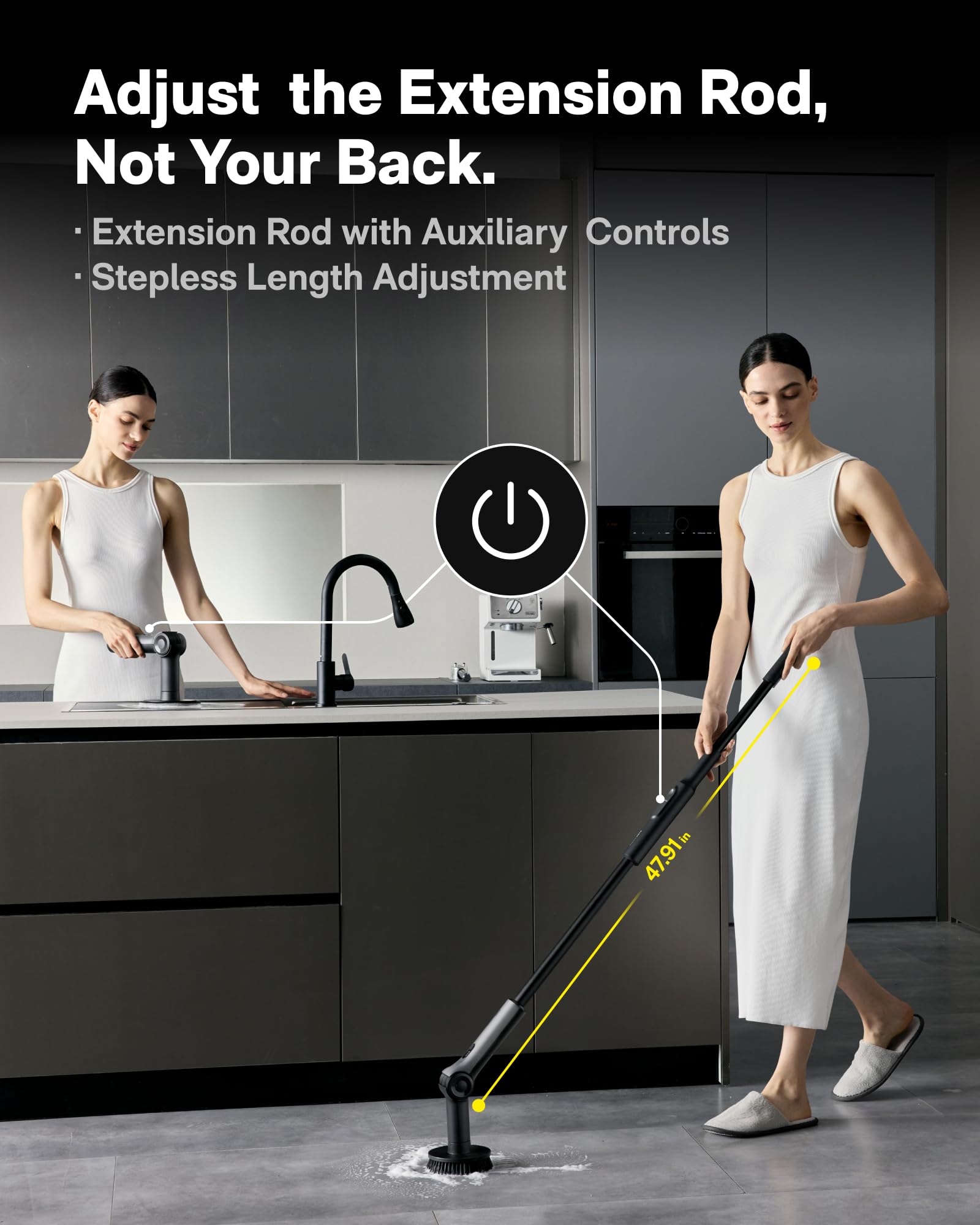 HOTO Flexi Cordless Spin Scrubber with Interchangeable Heads

