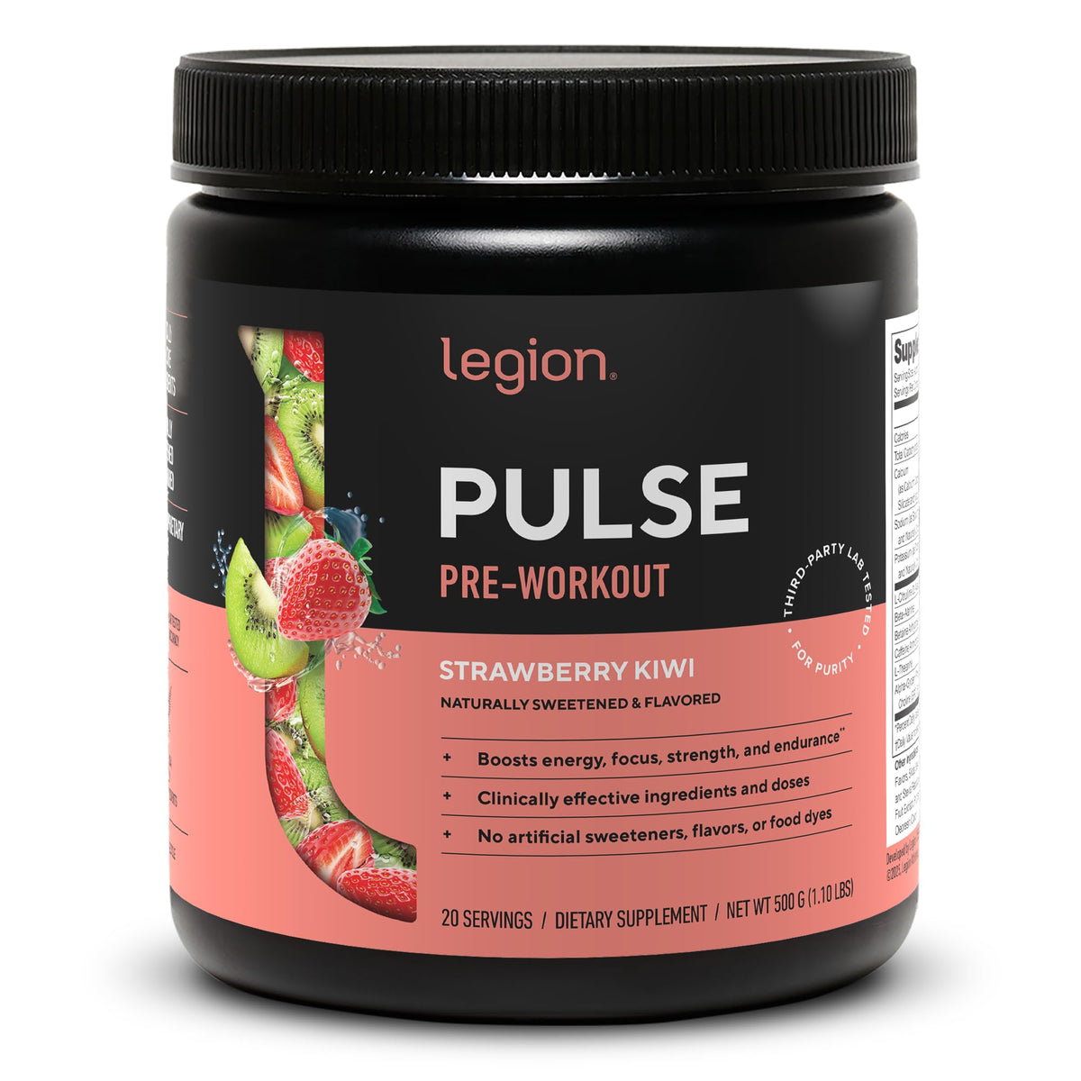 Legion Pulse Pre Workout Supplement - All Natural Nitric Oxide, Creatine Free, Naturally Sweetened